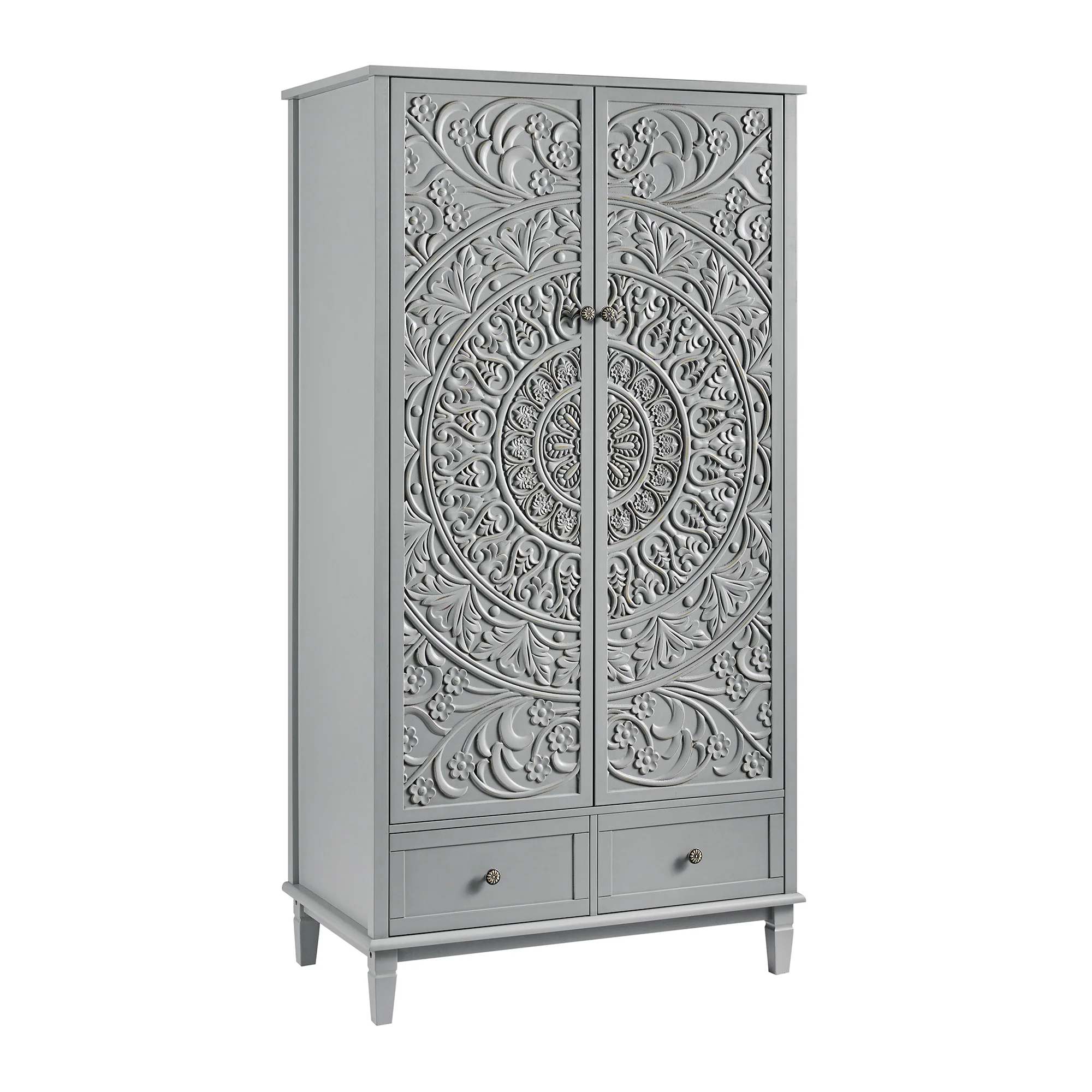 Chantilly Mid Grey Carved Double Wardrobe - Image 8