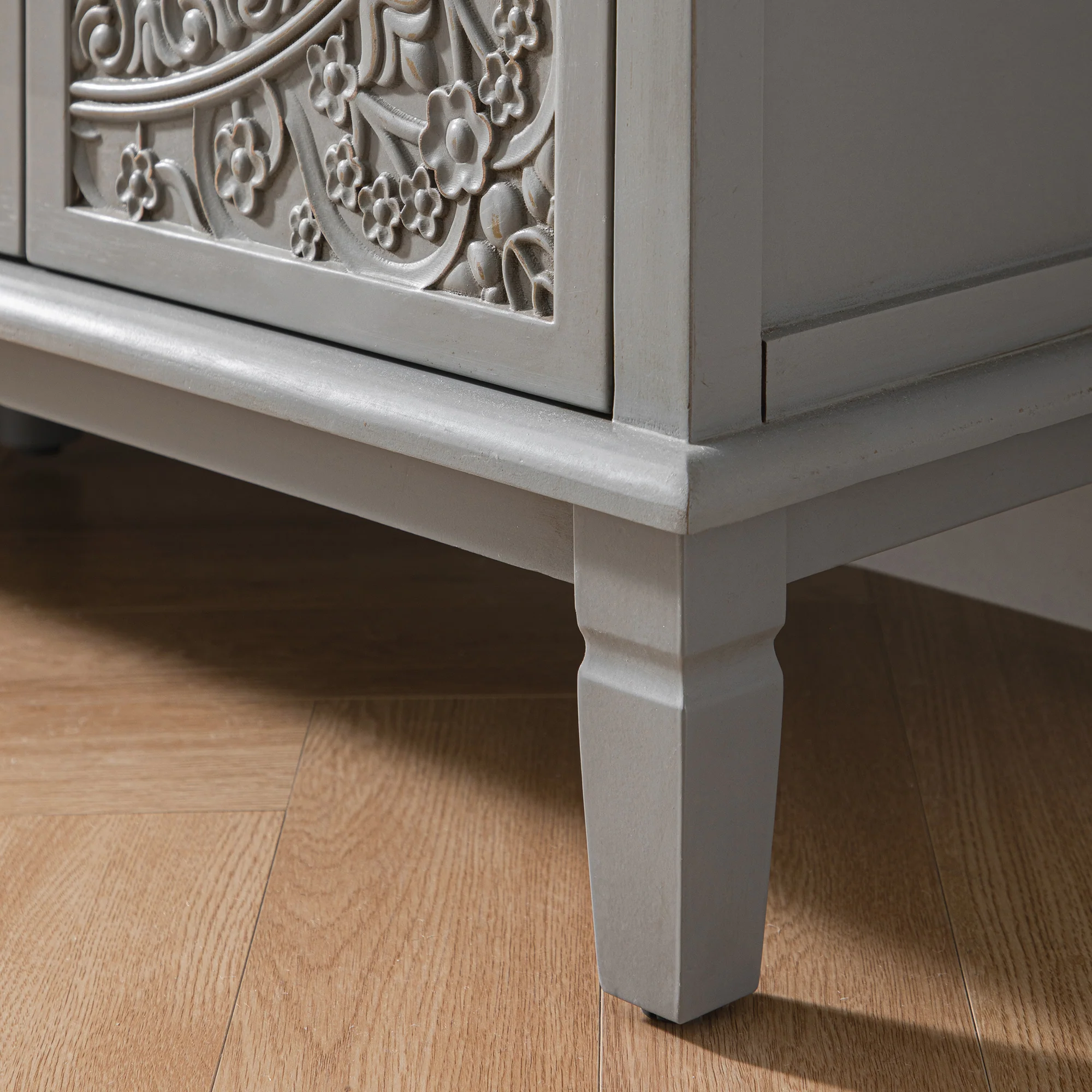 Chantilly Mid Grey Carved Large Sideboard - Image 7