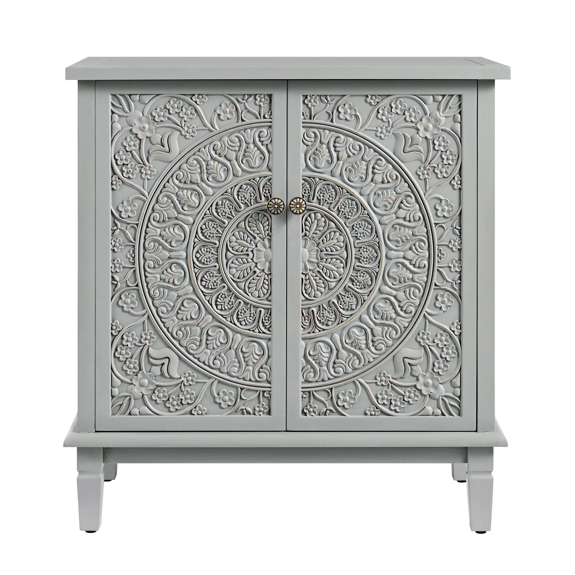 Chantilly Mid Grey Carved Small Sideboard - Image 8