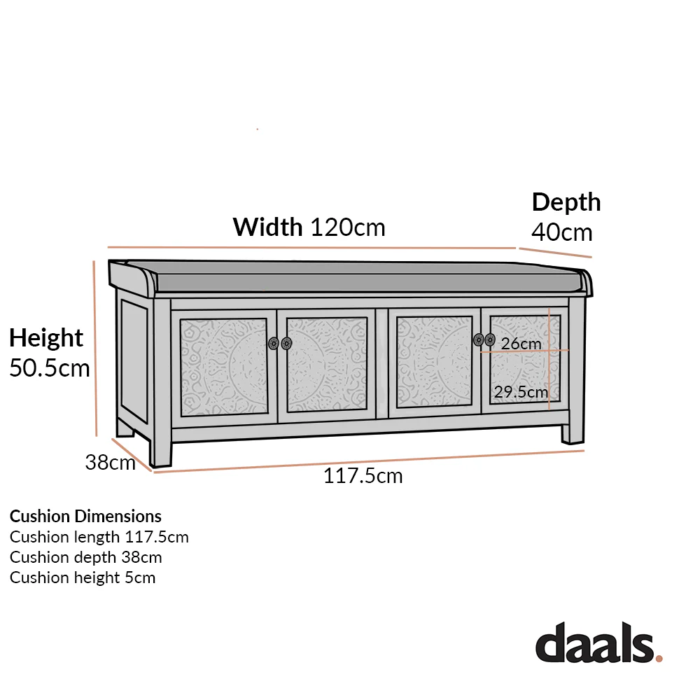 Chantilly Whitewashed Carved Storage Bench - Image 6