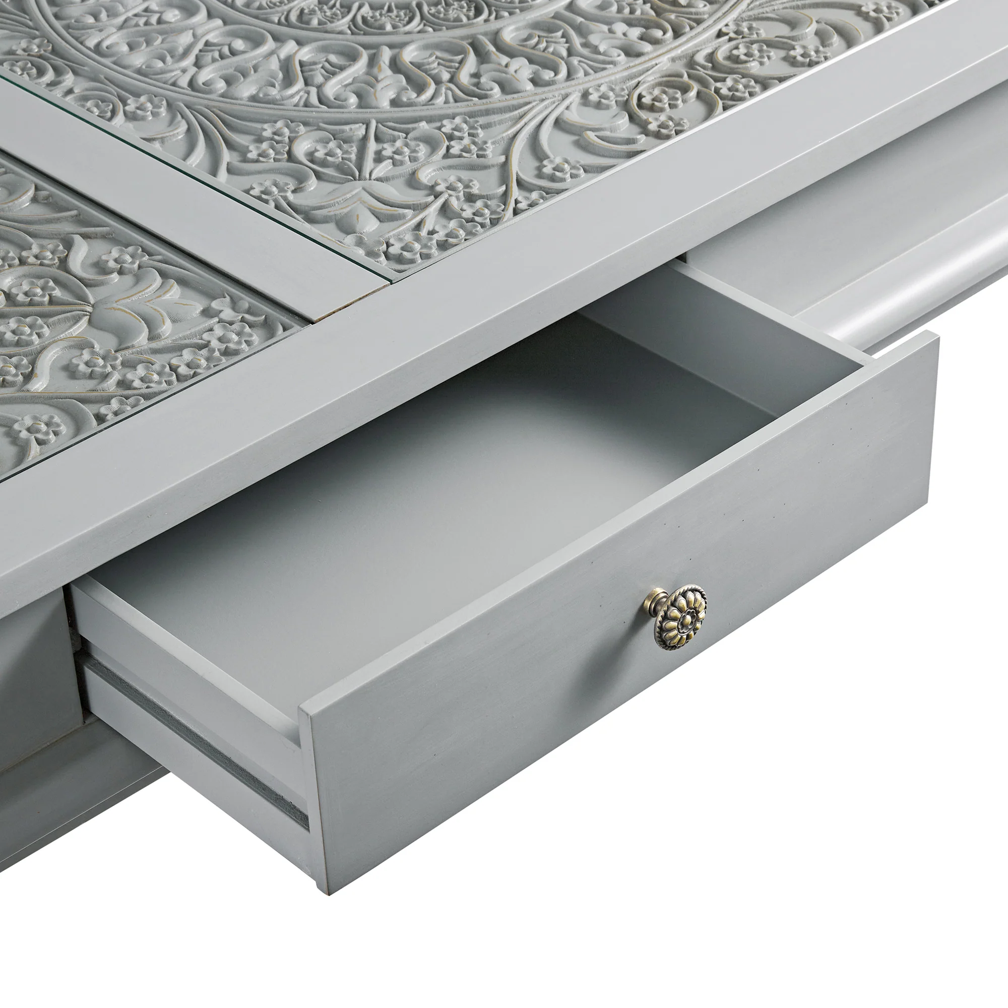 Chantilly Mid Grey Coffee Table with Drawers - Image 15