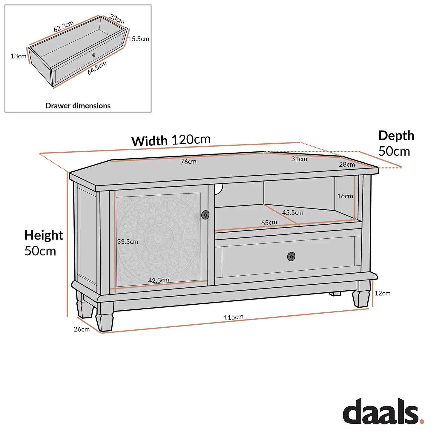 Chantilly Mid Grey Corner TV Unit - Image 10