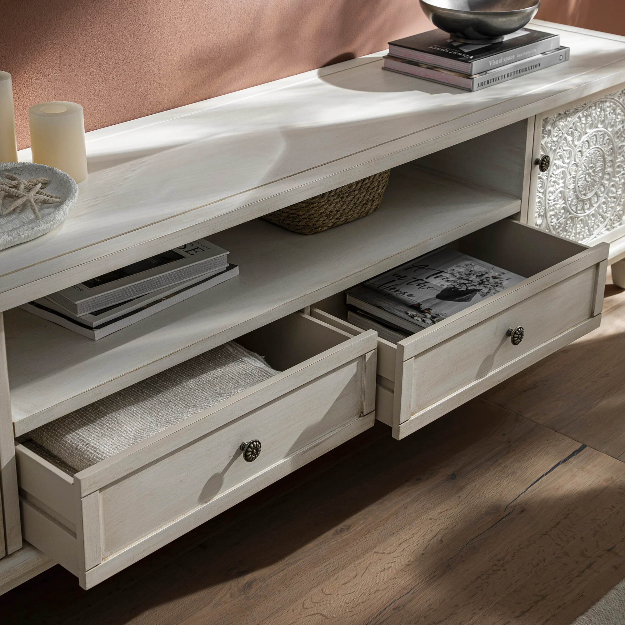 Chantilly Whitewashed 200cm Wide TV Unit - Image 7