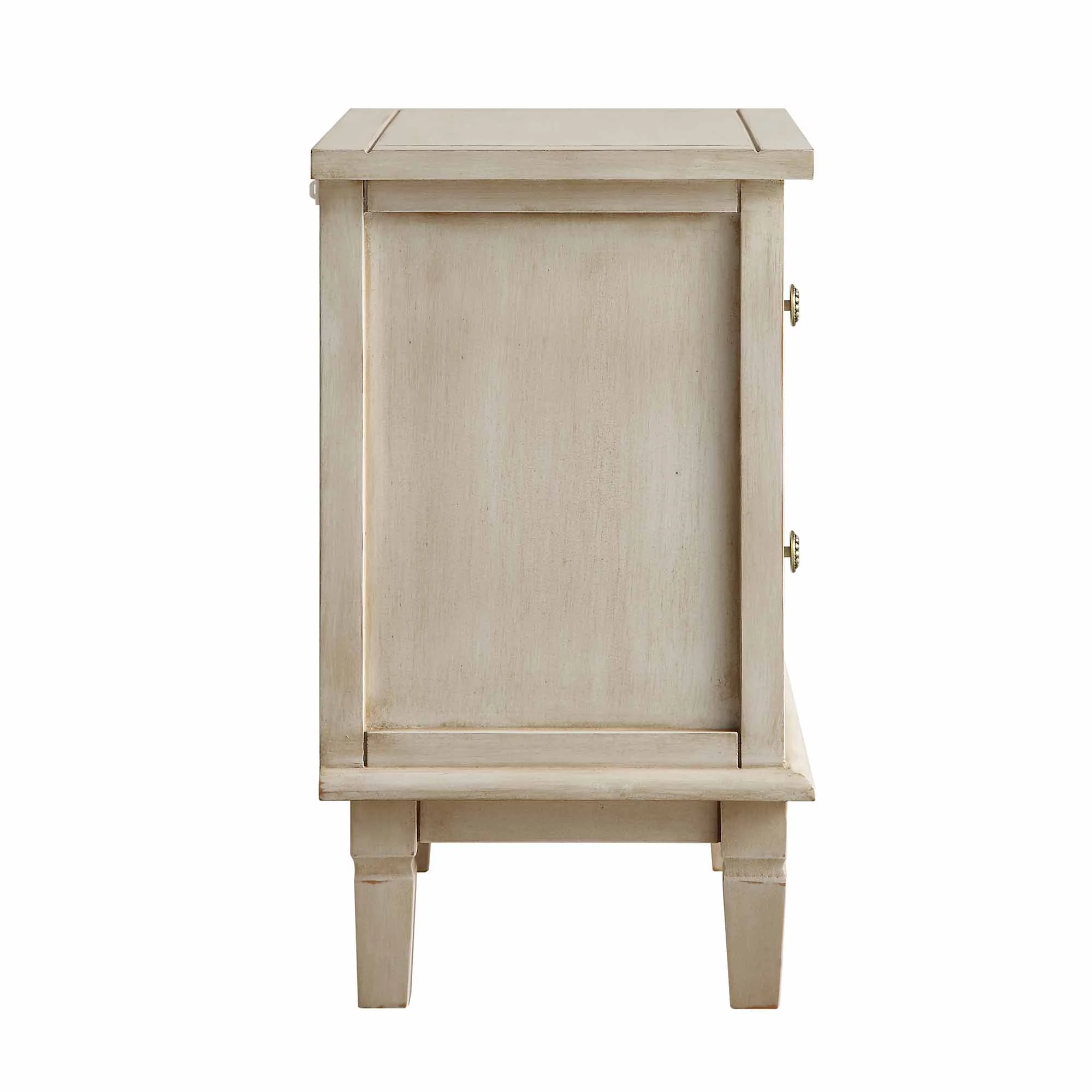 Chantilly Whitewashed Carved 2 Drawer Bedside Table - Image 8