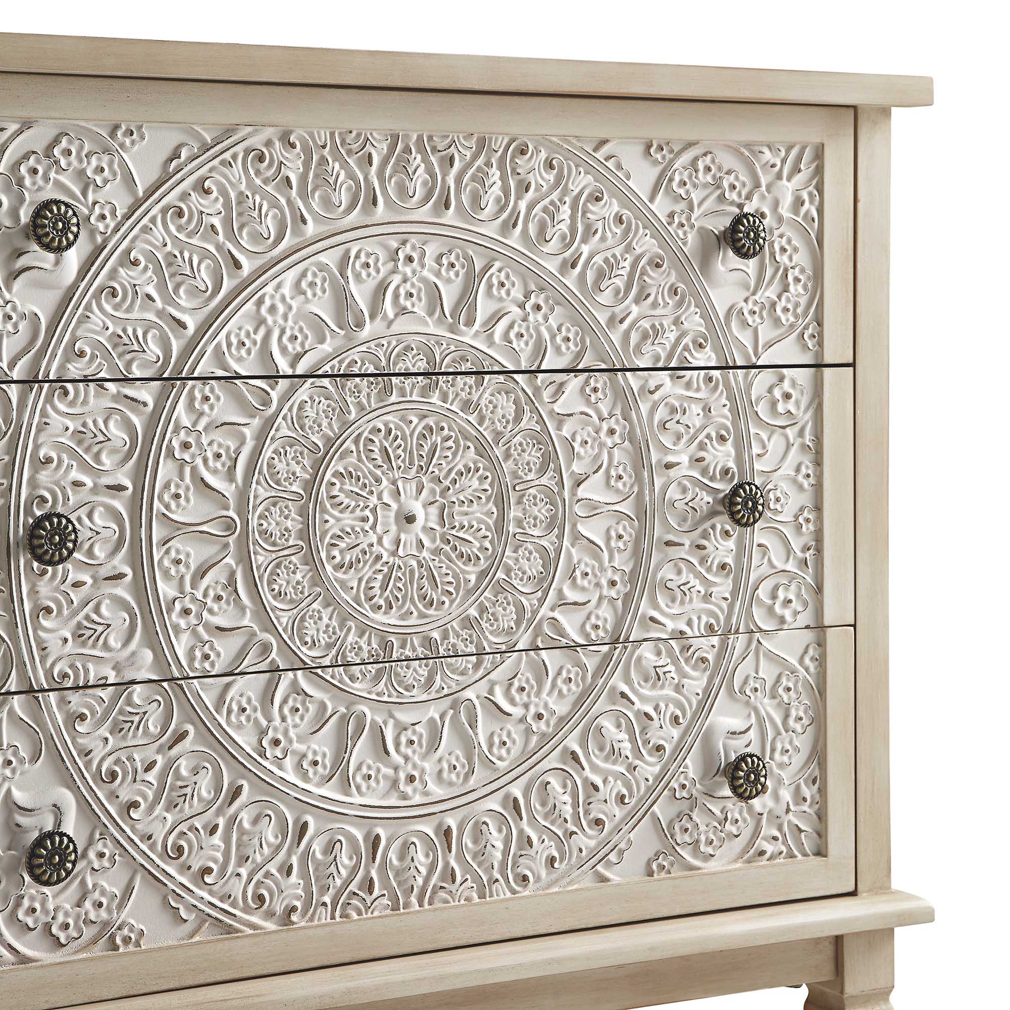 Chantilly Whitewashed Carved 3 Drawer Chest - Image 11