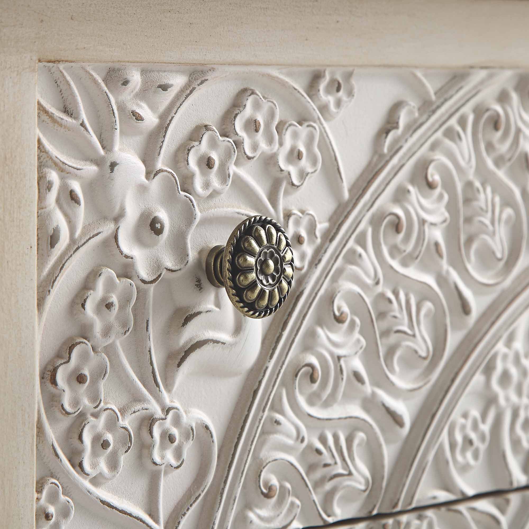 Chantilly Whitewashed Carved 3 Drawer Chest - Image 13
