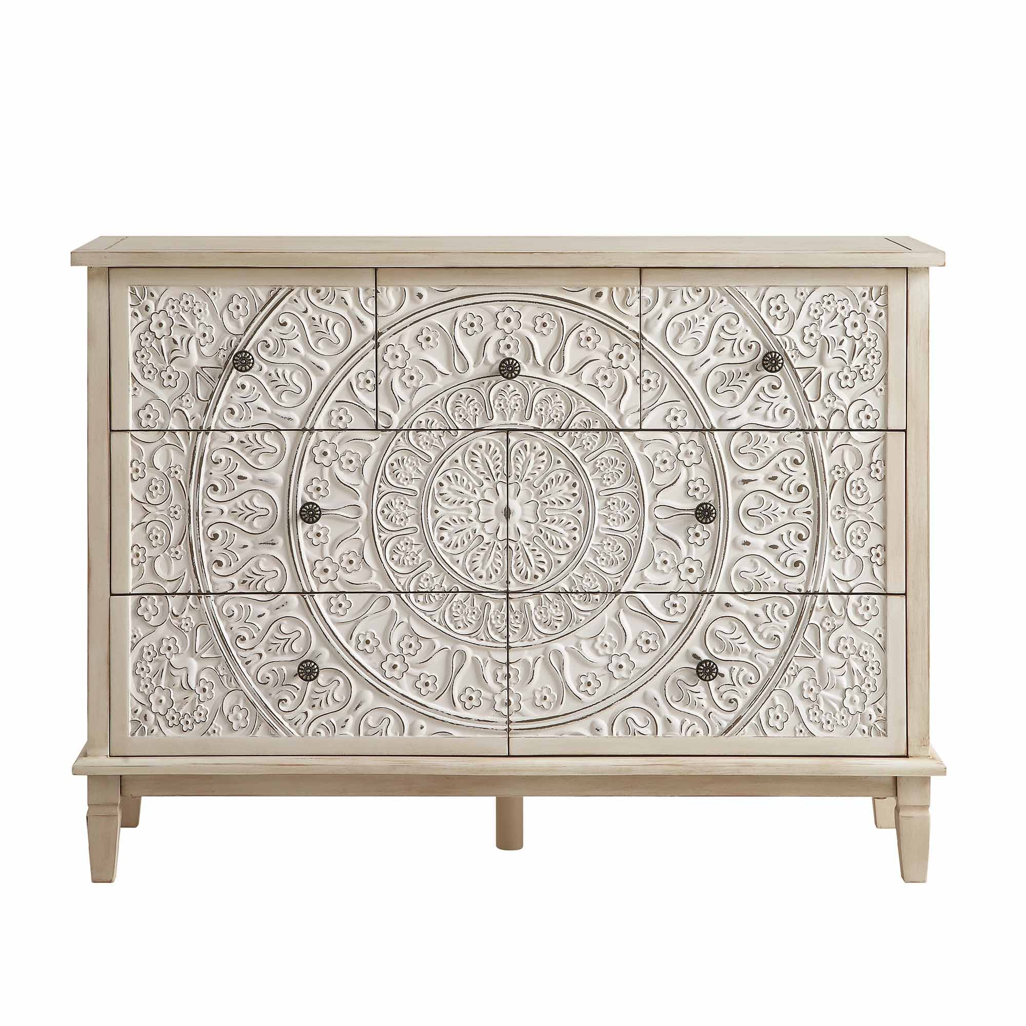 Chantilly Whitewashed Carved 3 over 4 Drawer Chest - Image 4
