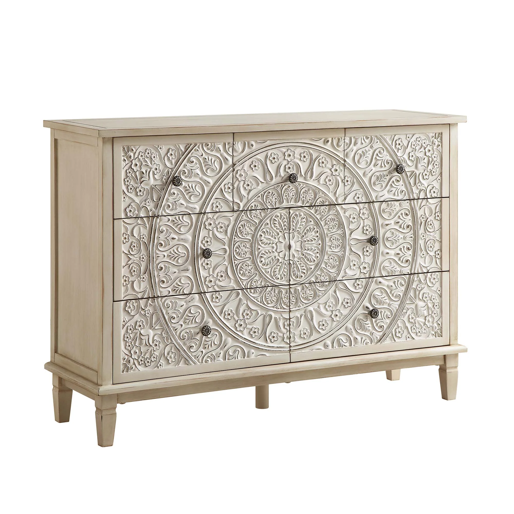 Chantilly Whitewashed Carved 3 over 4 Drawer Chest - Image 5