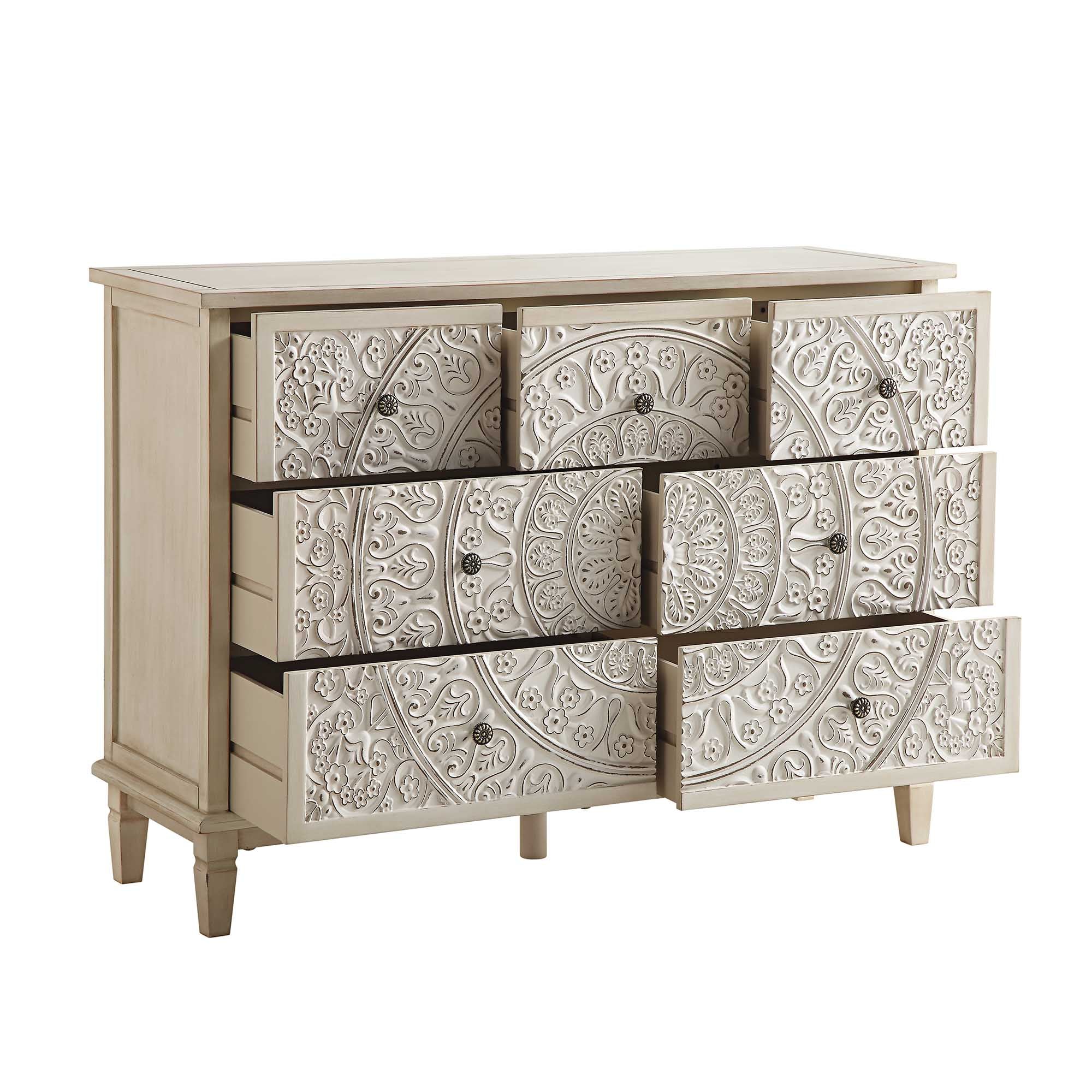 Chantilly Whitewashed Carved 3 over 4 Drawer Chest - Image 7