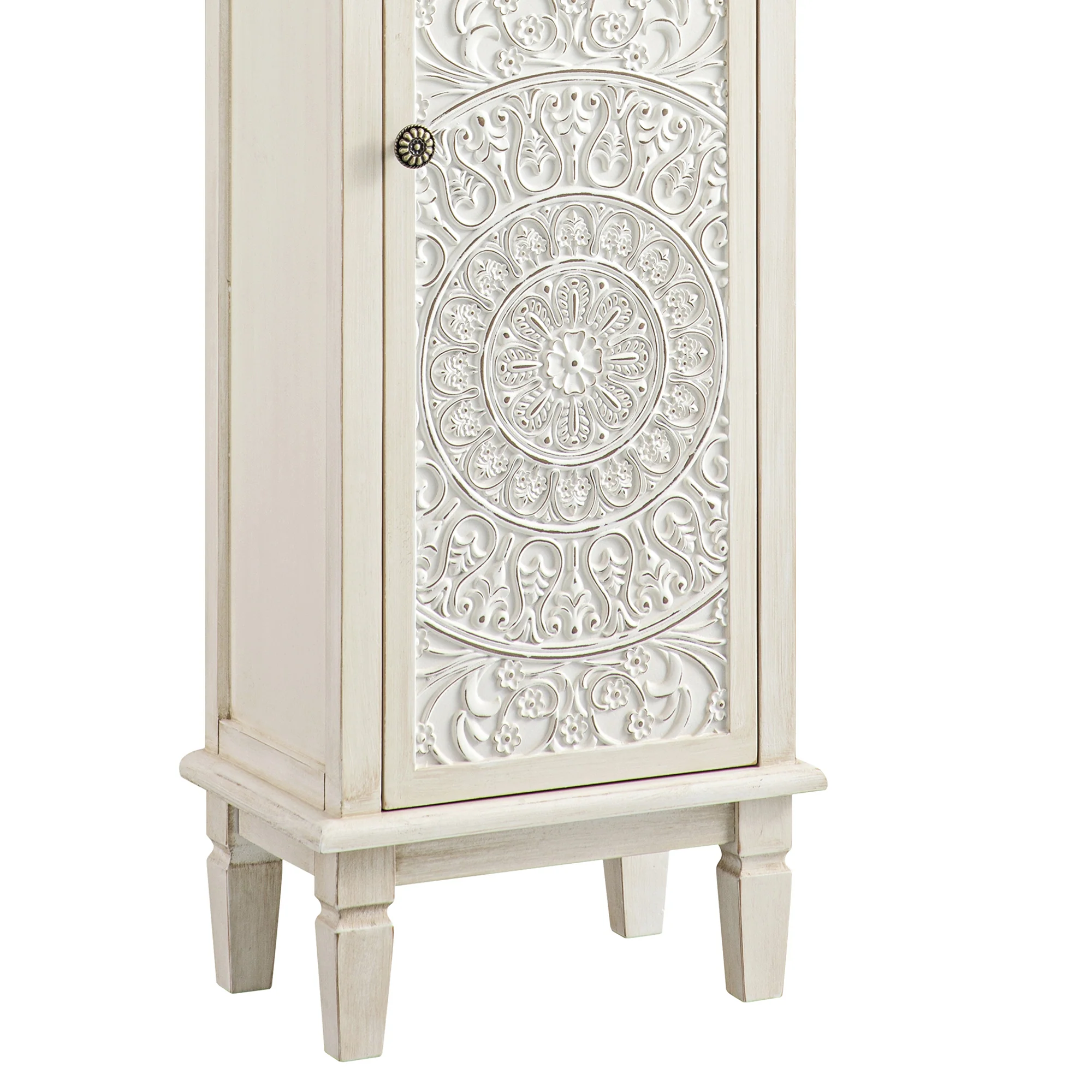 Chantilly Whitewashed Carved Bathroom Tallboy Cabinet - Image 16