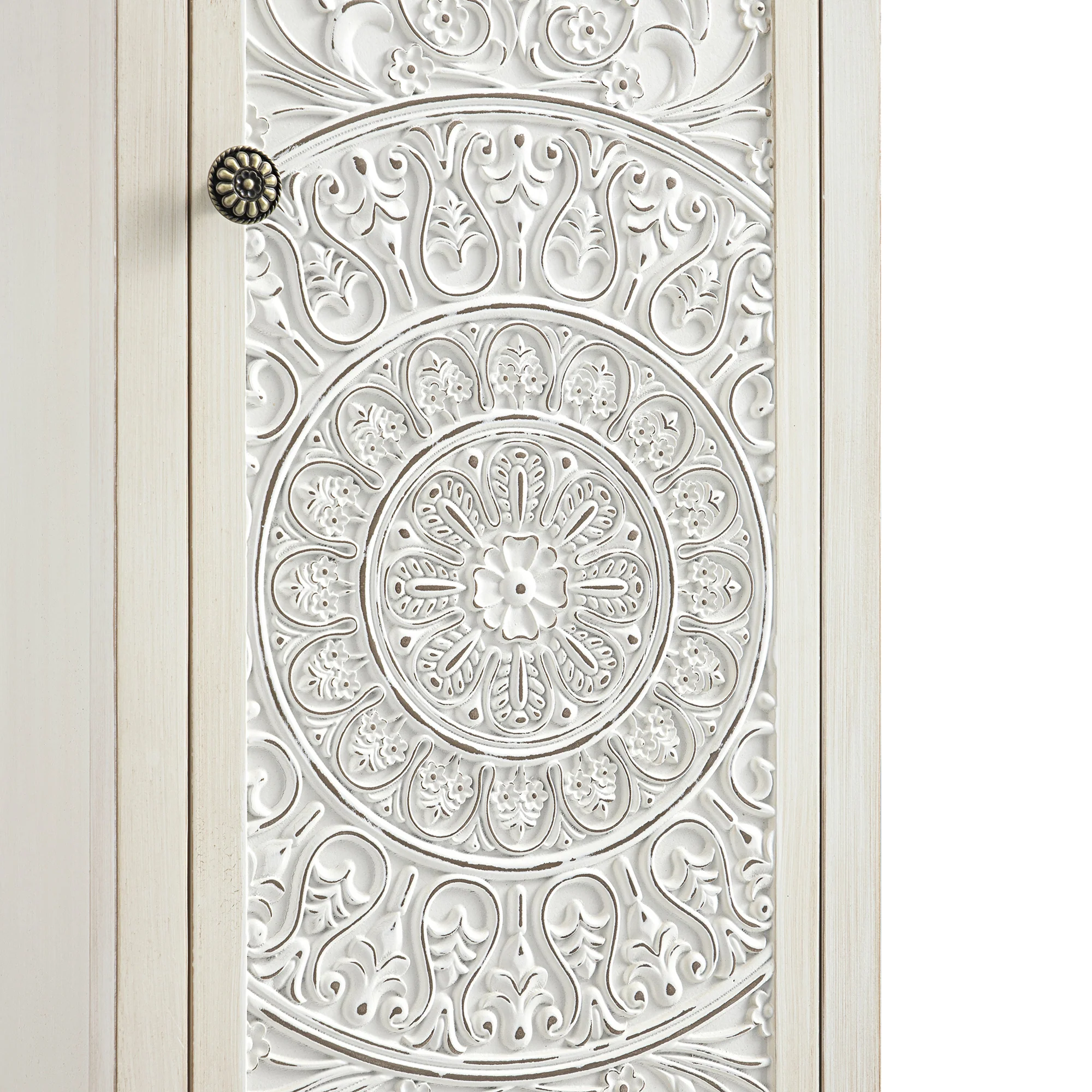 Chantilly Whitewashed Carved Bathroom Tallboy Cabinet - Image 17