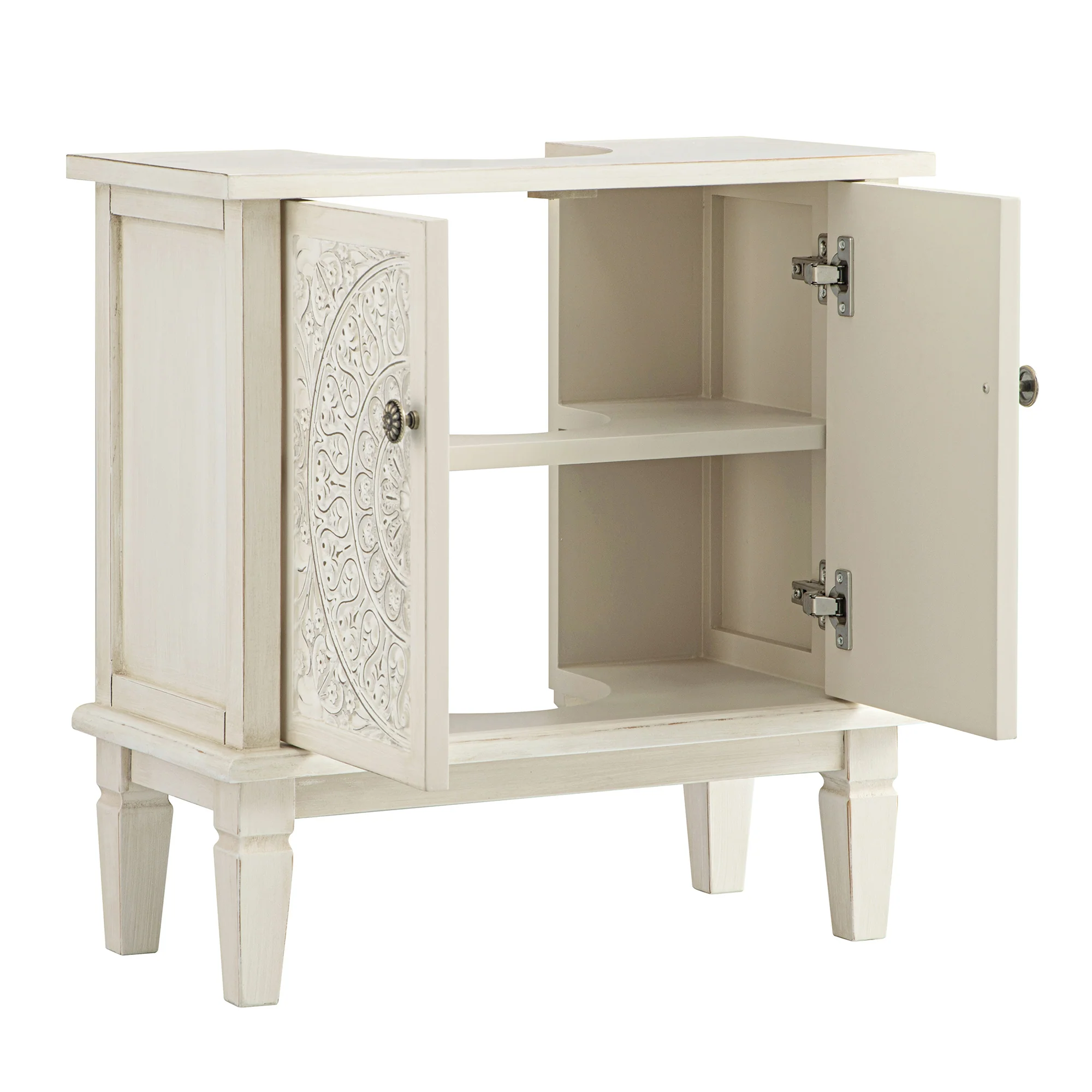 Chantilly Whitewashed Carved Bathroom Undersink Unit - Image 10