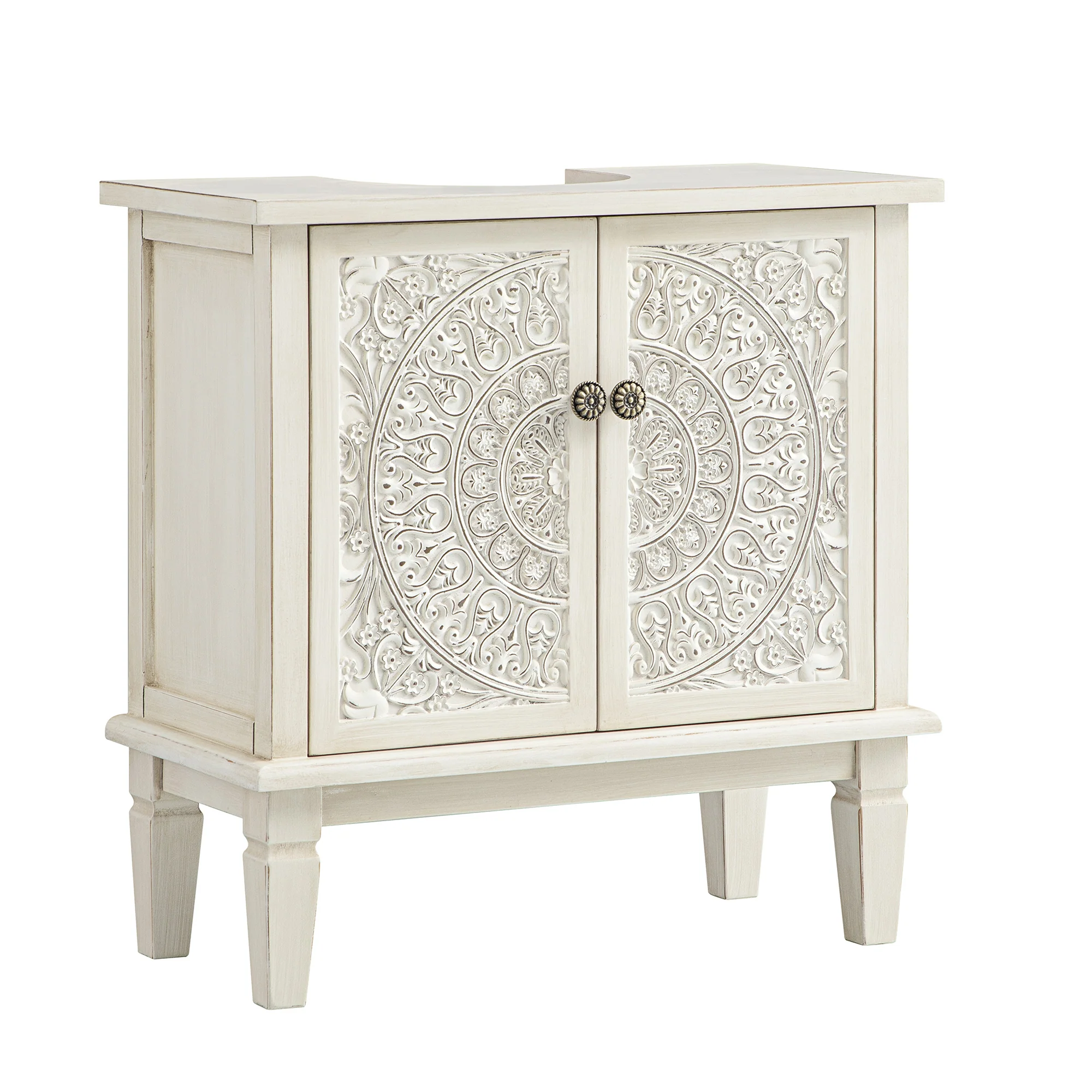 Chantilly Whitewashed Carved Bathroom Undersink Unit - Image 7