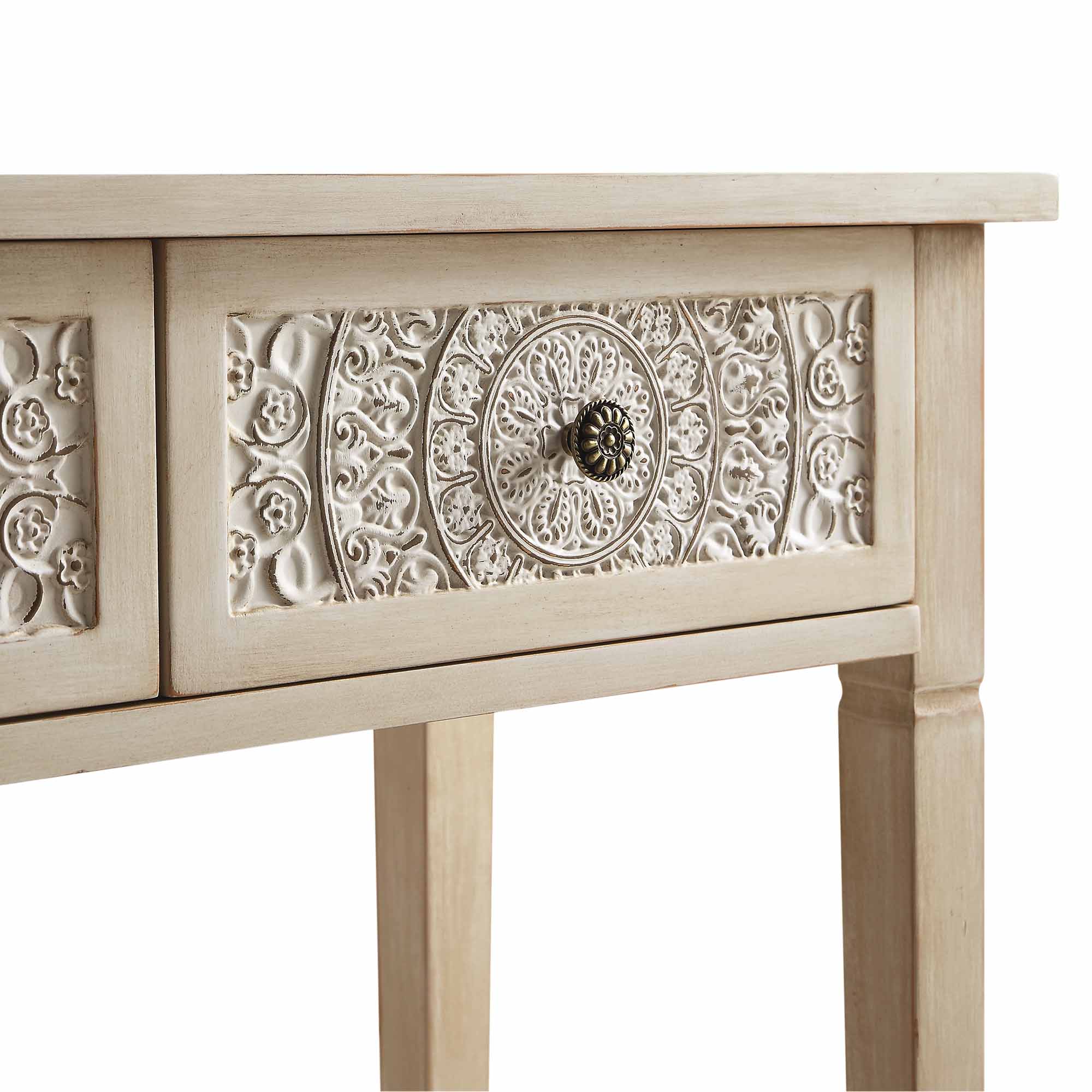 Chantilly Whitewashed Carved Console/ Dressing Table - Image 10