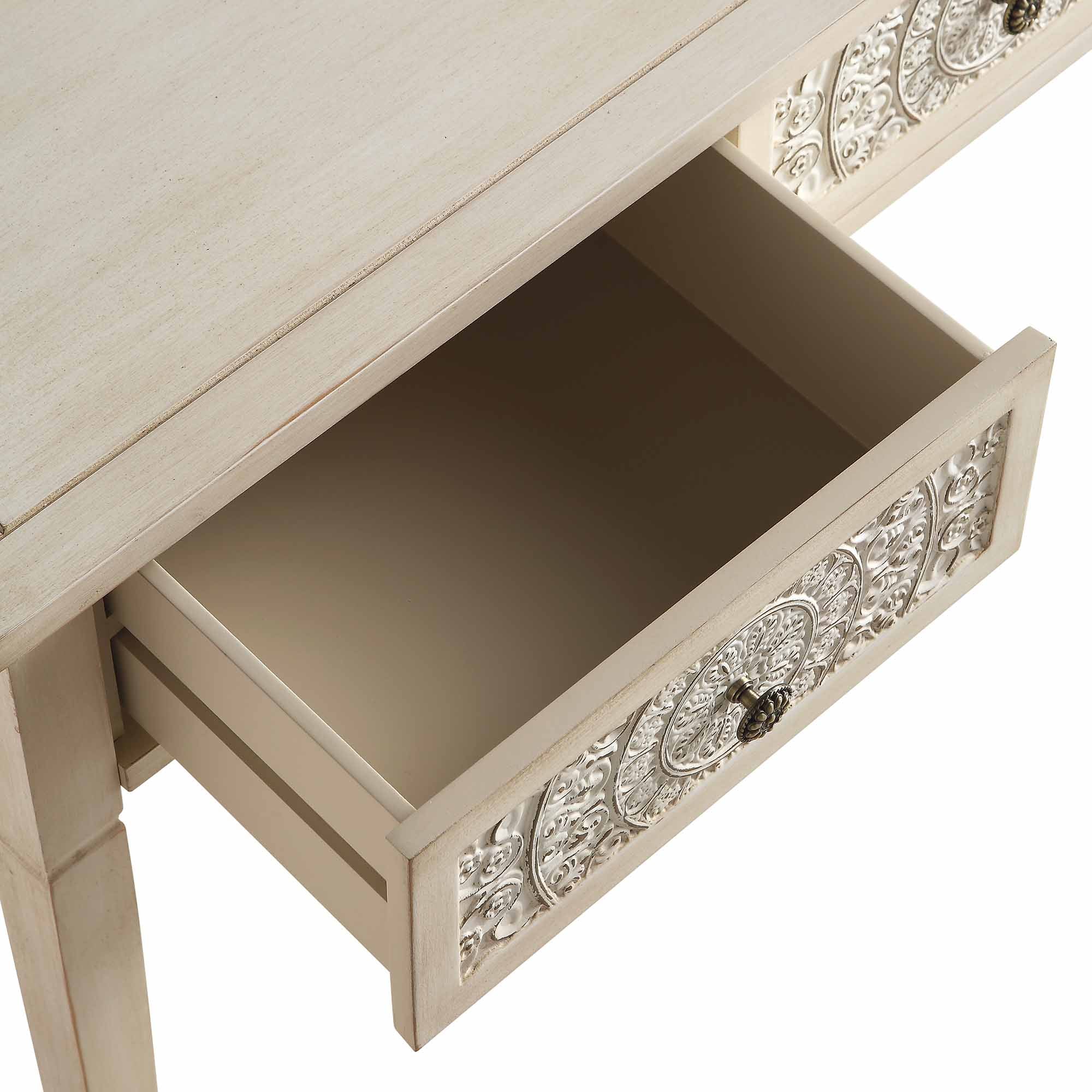 Chantilly Whitewashed Carved Console/ Dressing Table - Image 11