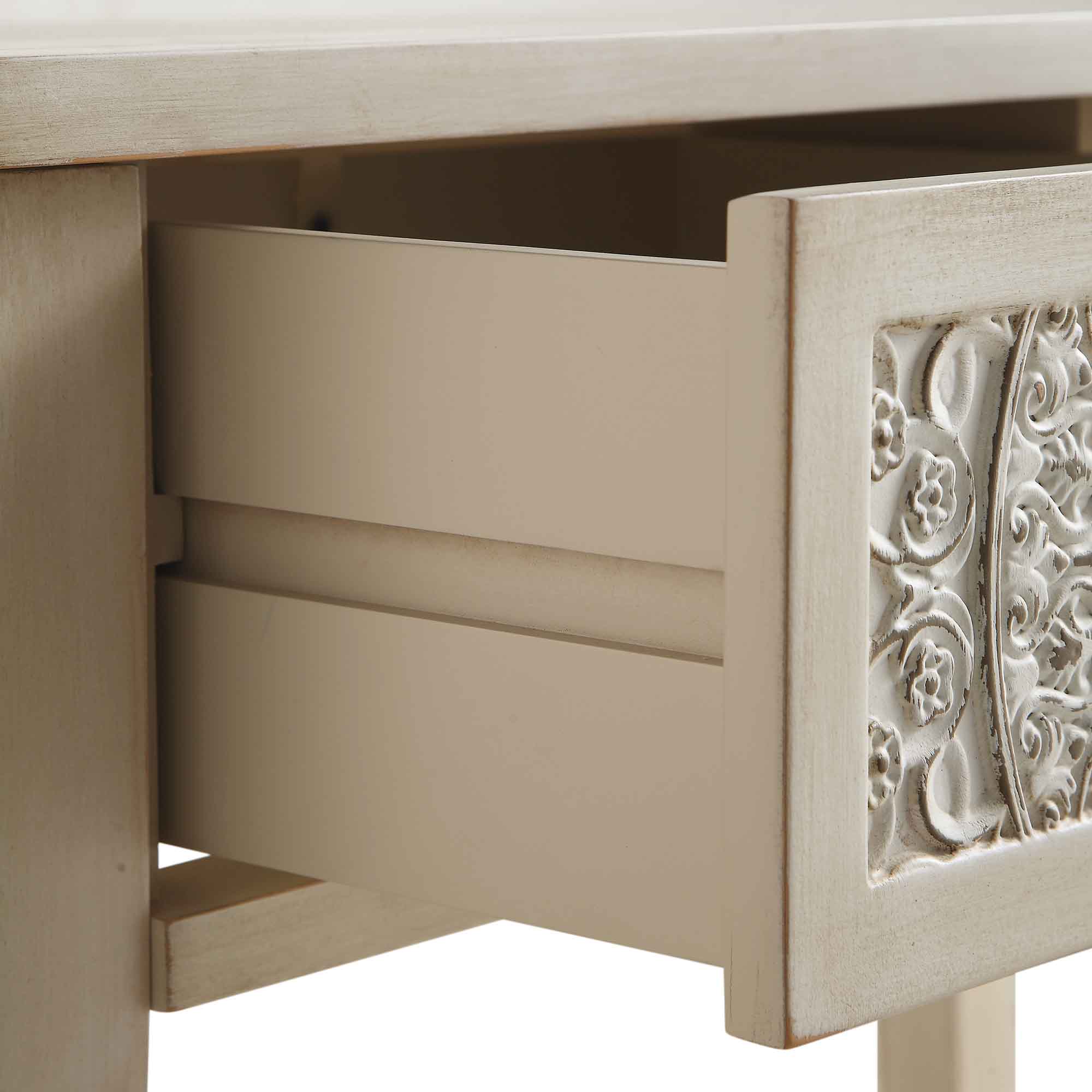 Chantilly Whitewashed Carved Console/ Dressing Table - Image 12