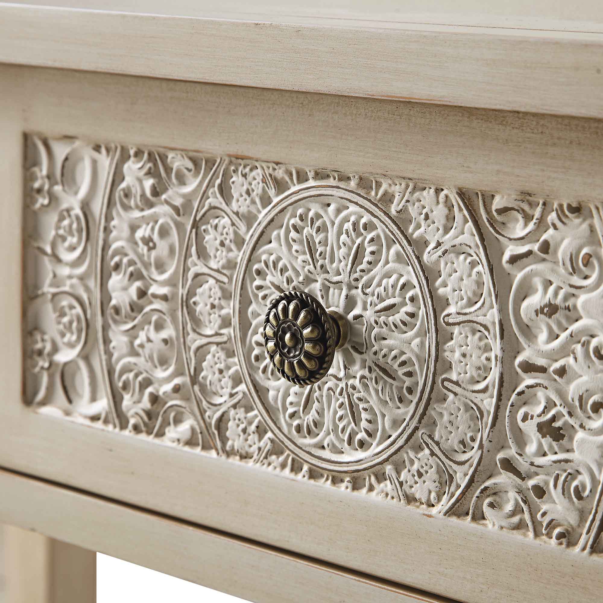Chantilly Whitewashed Carved Console/ Dressing Table - Image 13