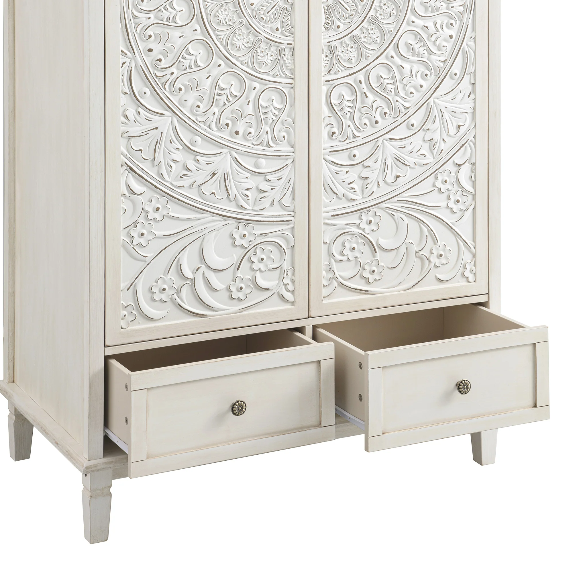 Chantilly Whitewashed Carved Double Wardrobe - Image 14