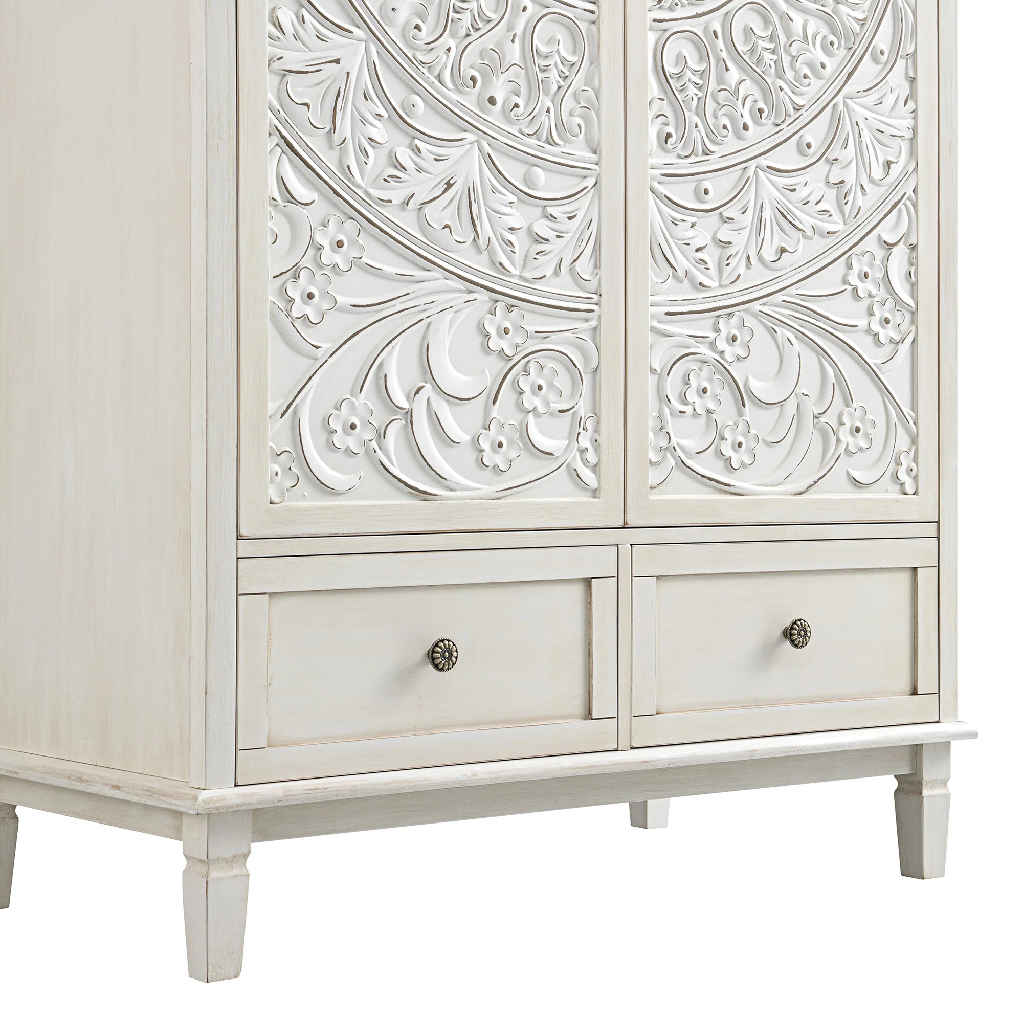 Chantilly Whitewashed Carved Double Wardrobe - Image 16
