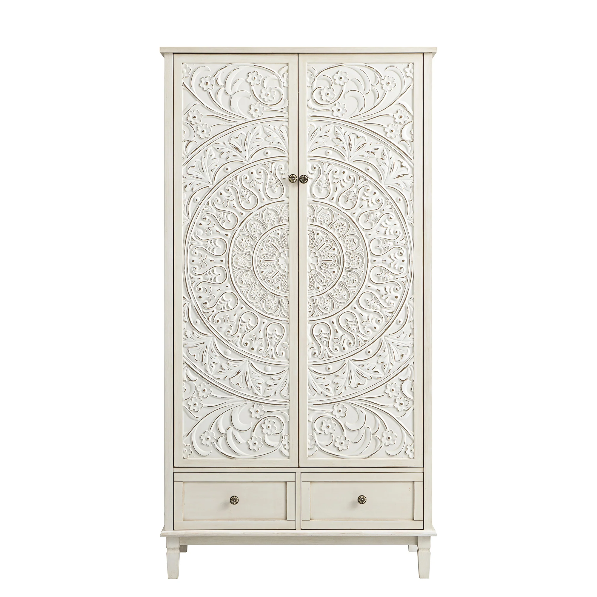 Chantilly Whitewashed Carved Double Wardrobe - Image 7