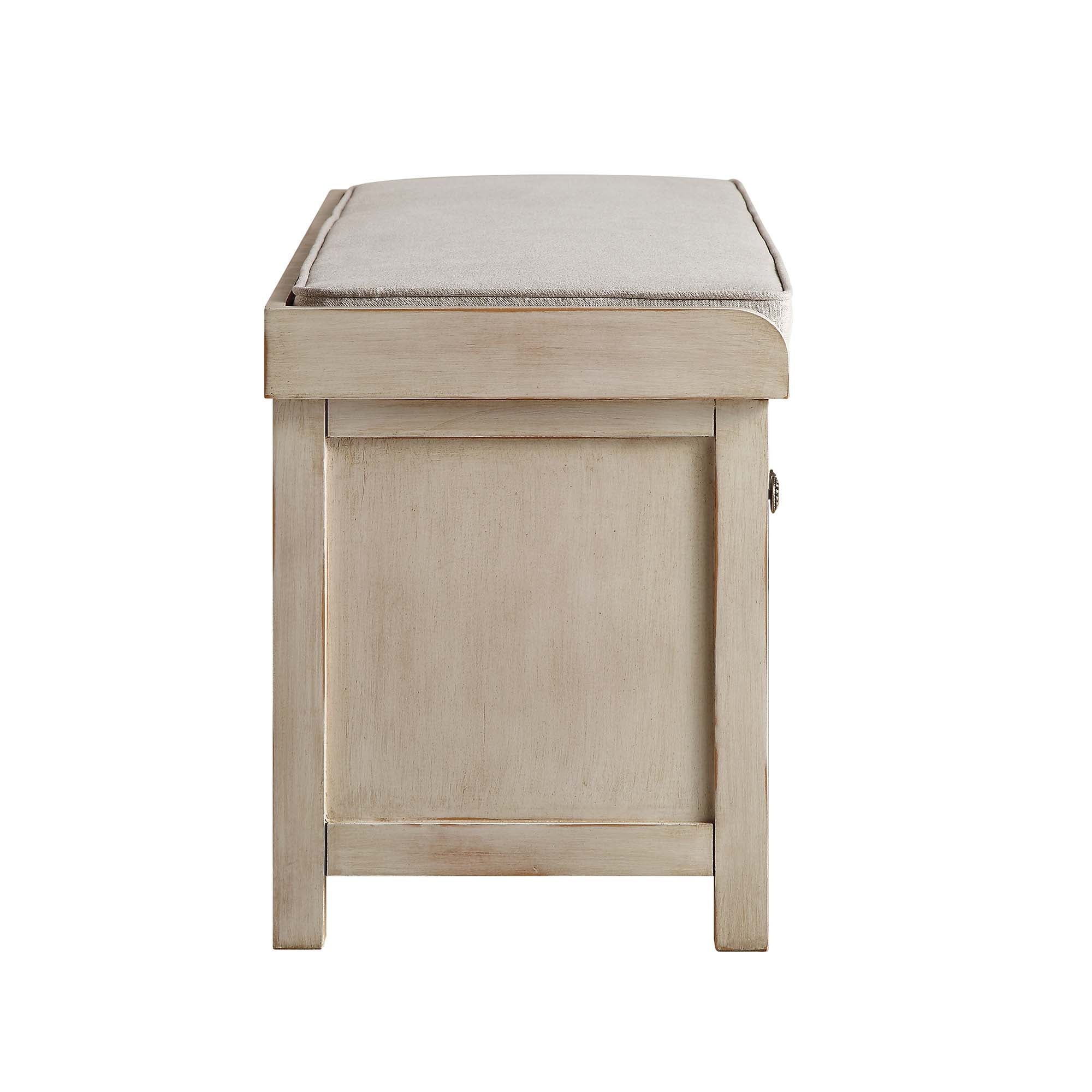 Chantilly Whitewashed Carved Storage Bench - Image 9