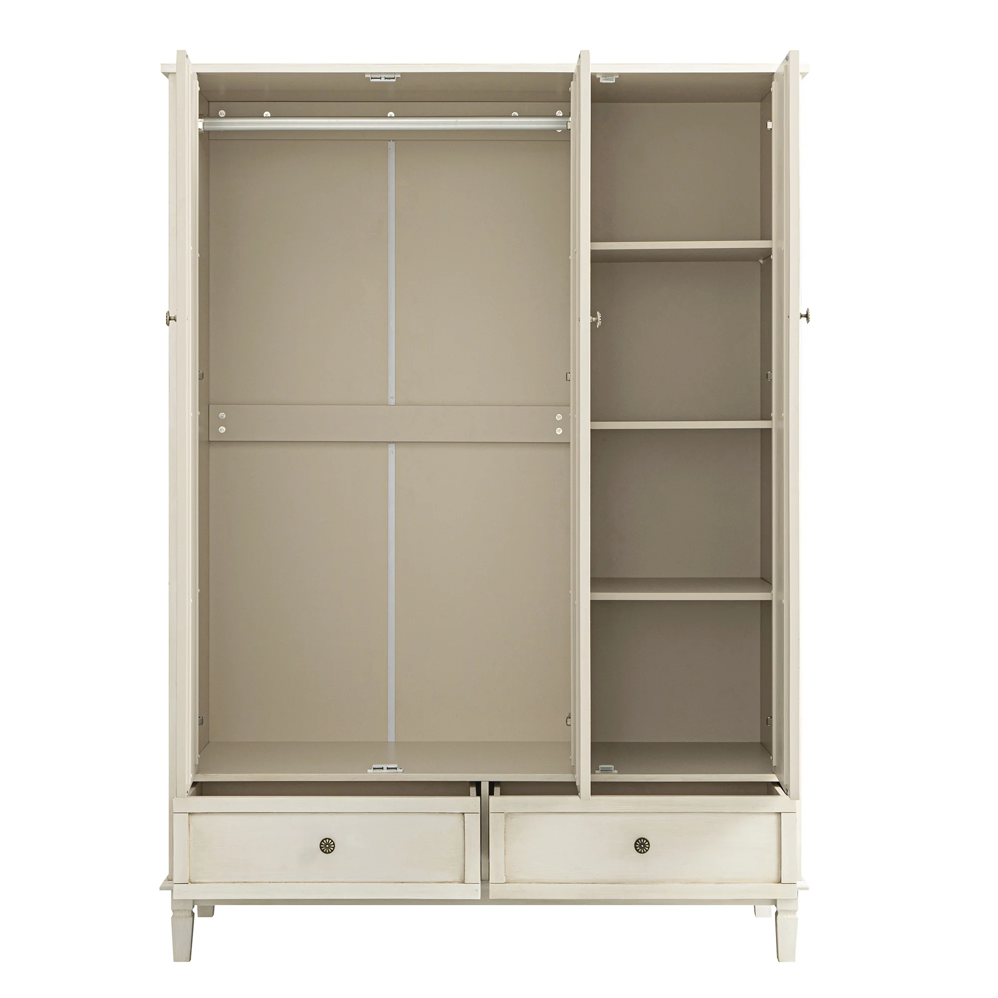 Chantilly Whitewashed Carved Triple Wardrobe - Image 11