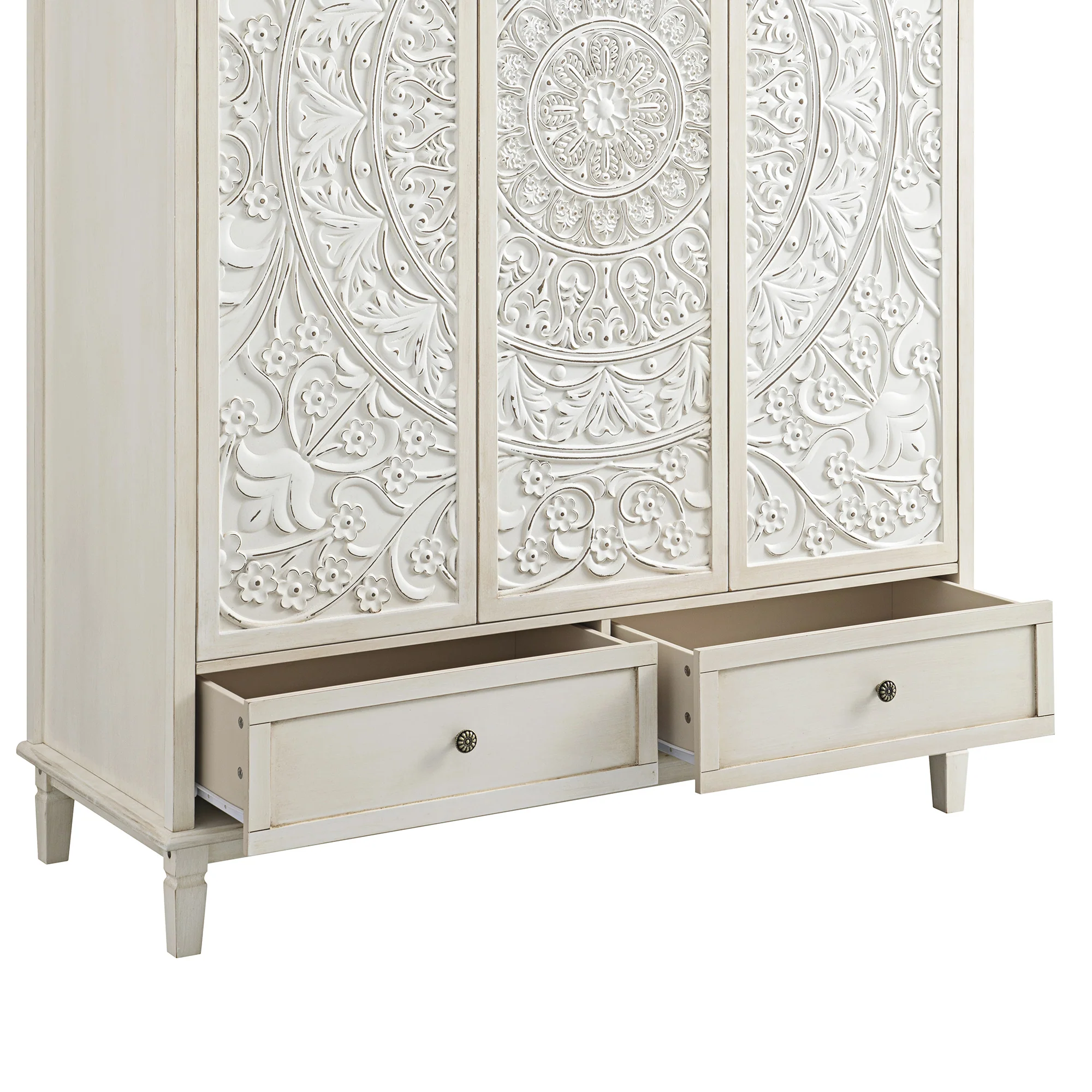 Chantilly Whitewashed Carved Triple Wardrobe - Image 17