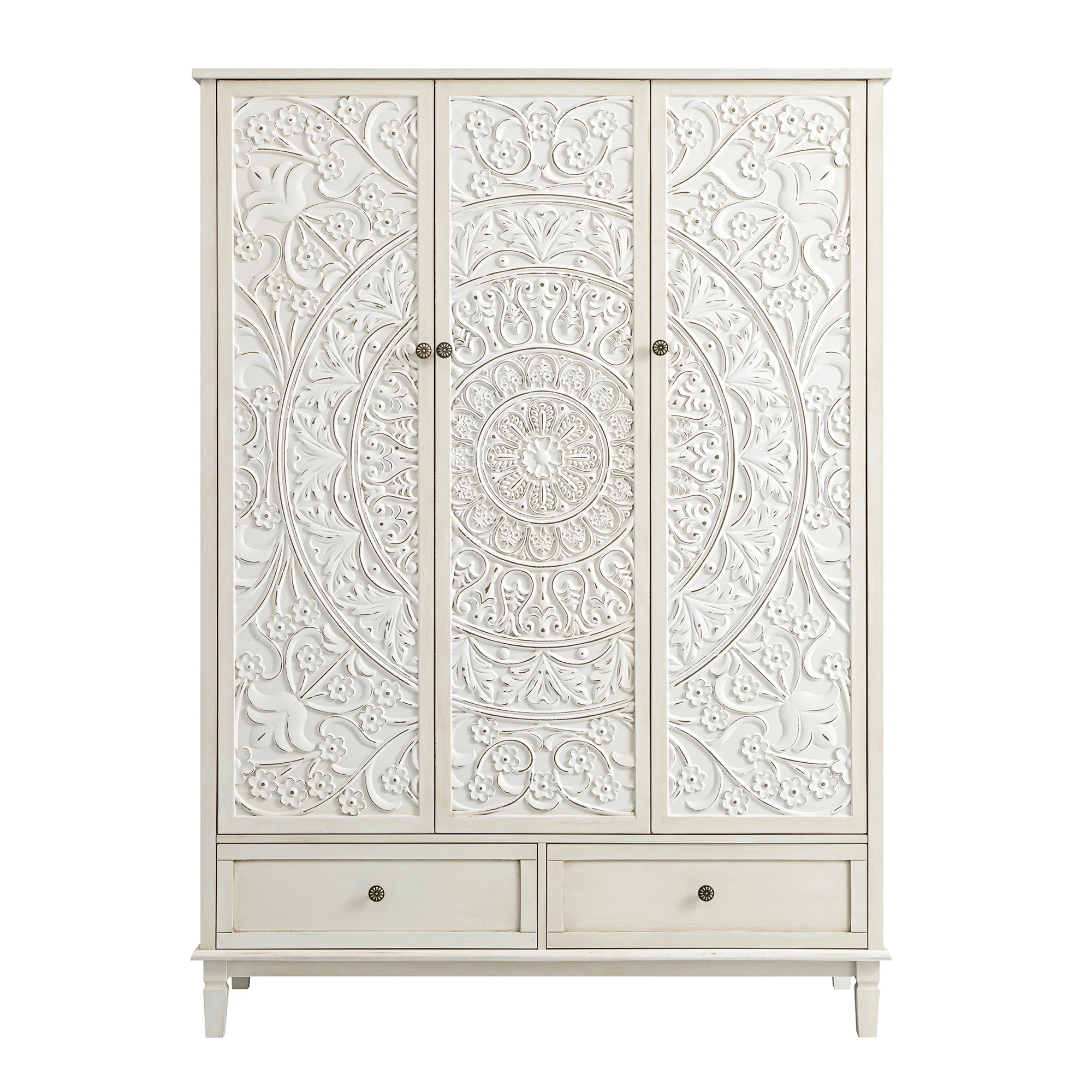 Chantilly Whitewashed Carved Triple Wardrobe - Image 7