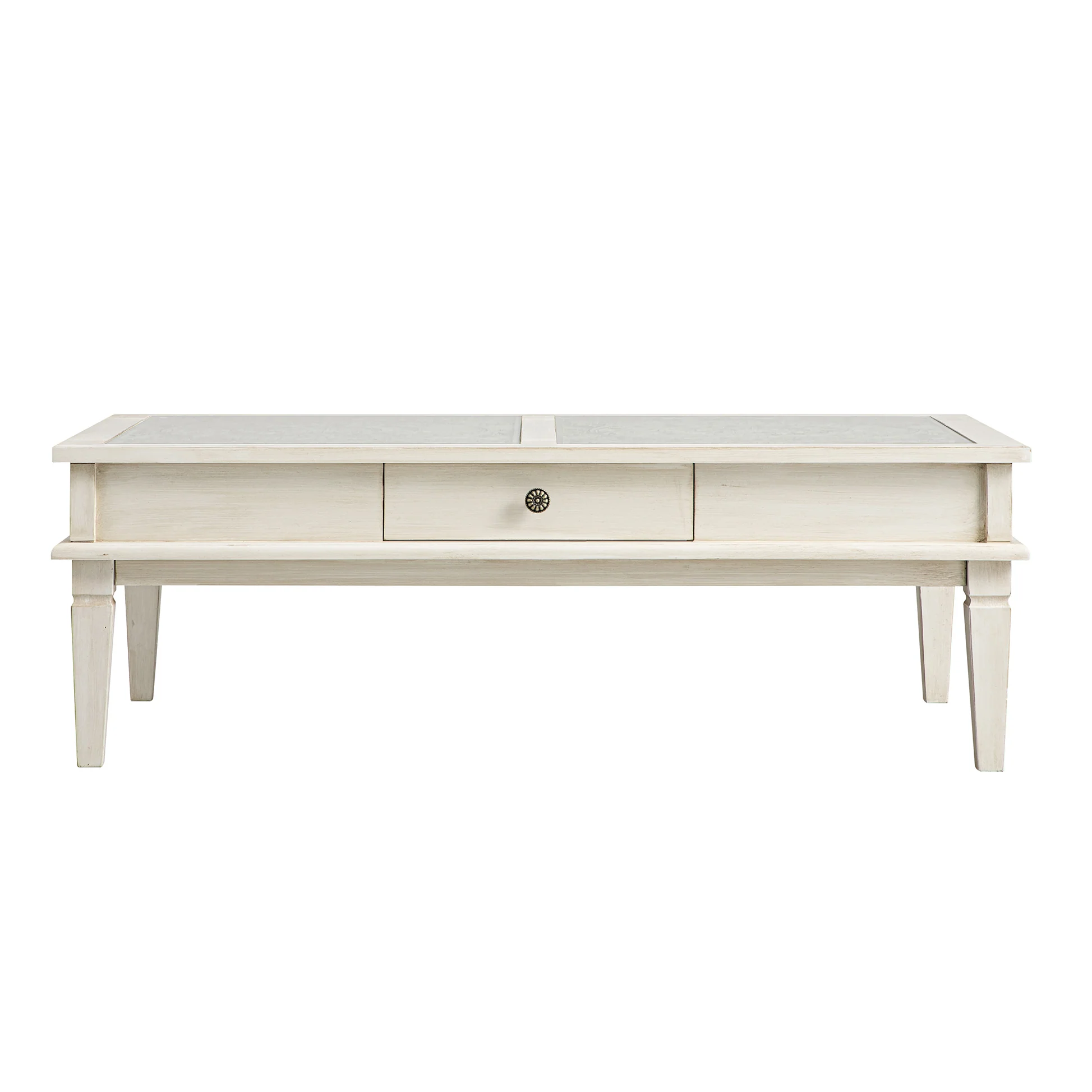Chantilly Whitewashed Coffee Table with Drawers - Image 7