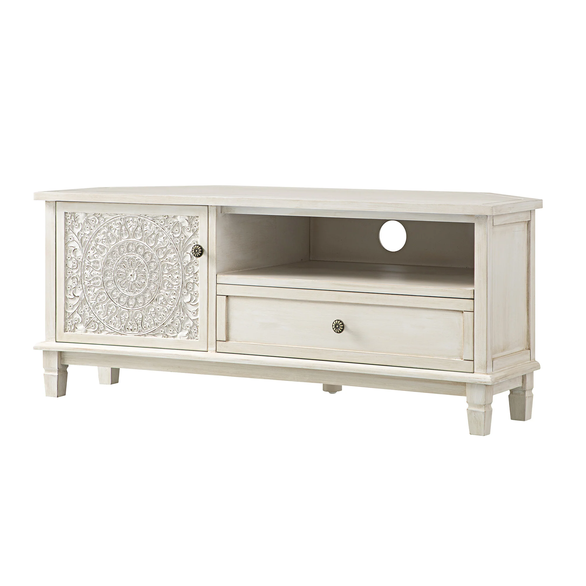 Chantilly Whitewashed Corner TV Unit - Image 8