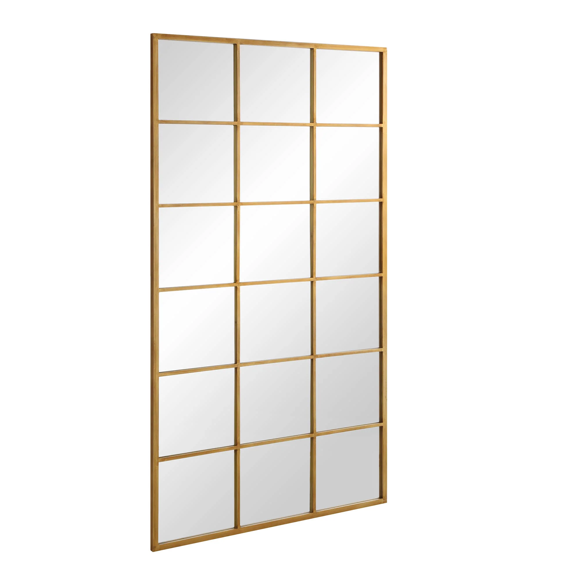 Chardwell Full Length Industrial Metal Window Mirror 180 x 100 cm, Antique Gold Effect - Image 4