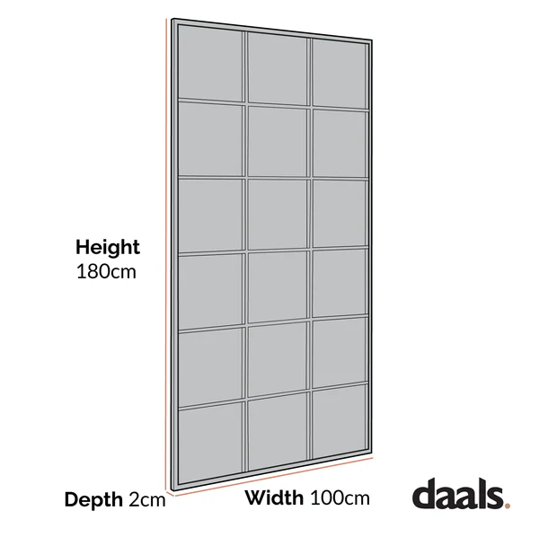 Chardwell Full Length Industrial Metal Window Mirror 180 x 100 cm, Black - Image 5