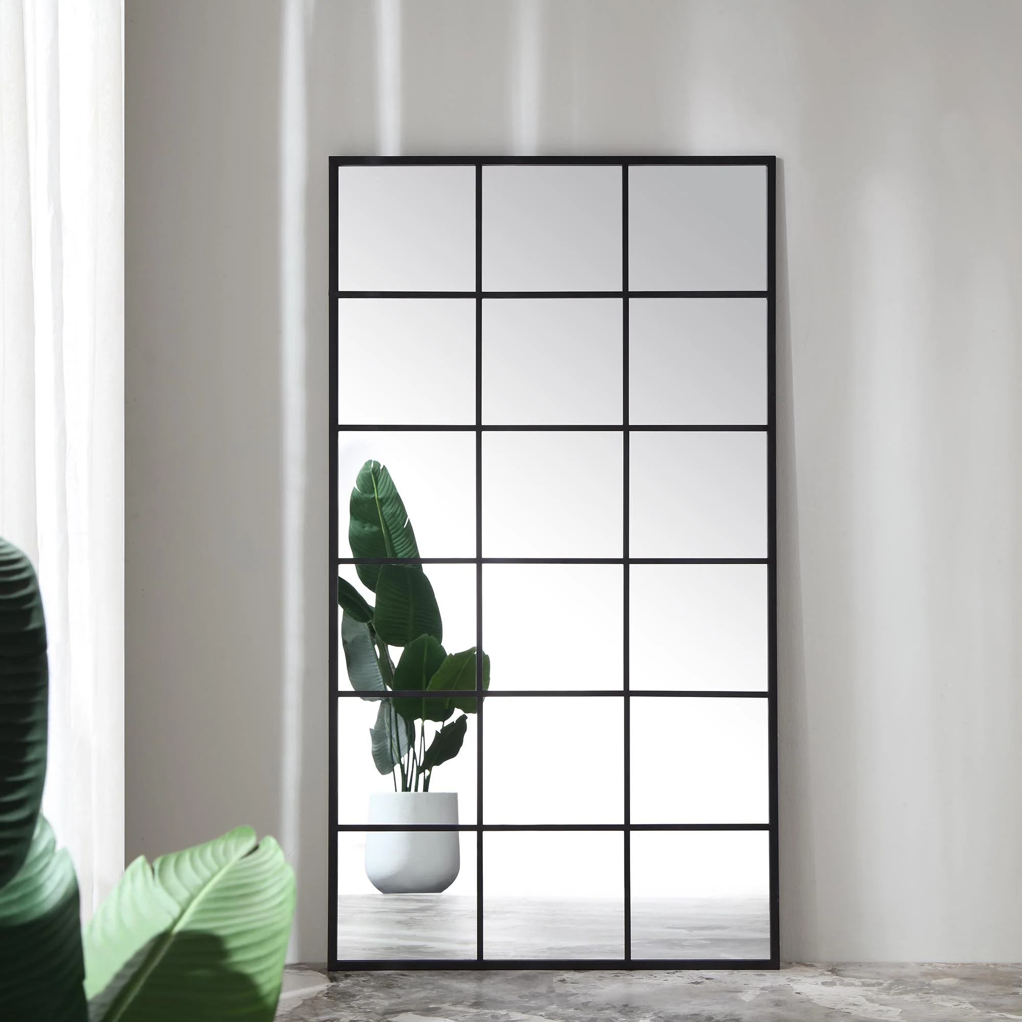 Chardwell Full Length Industrial Metal Window Mirror 180 x 100 cm, Black - Image 2