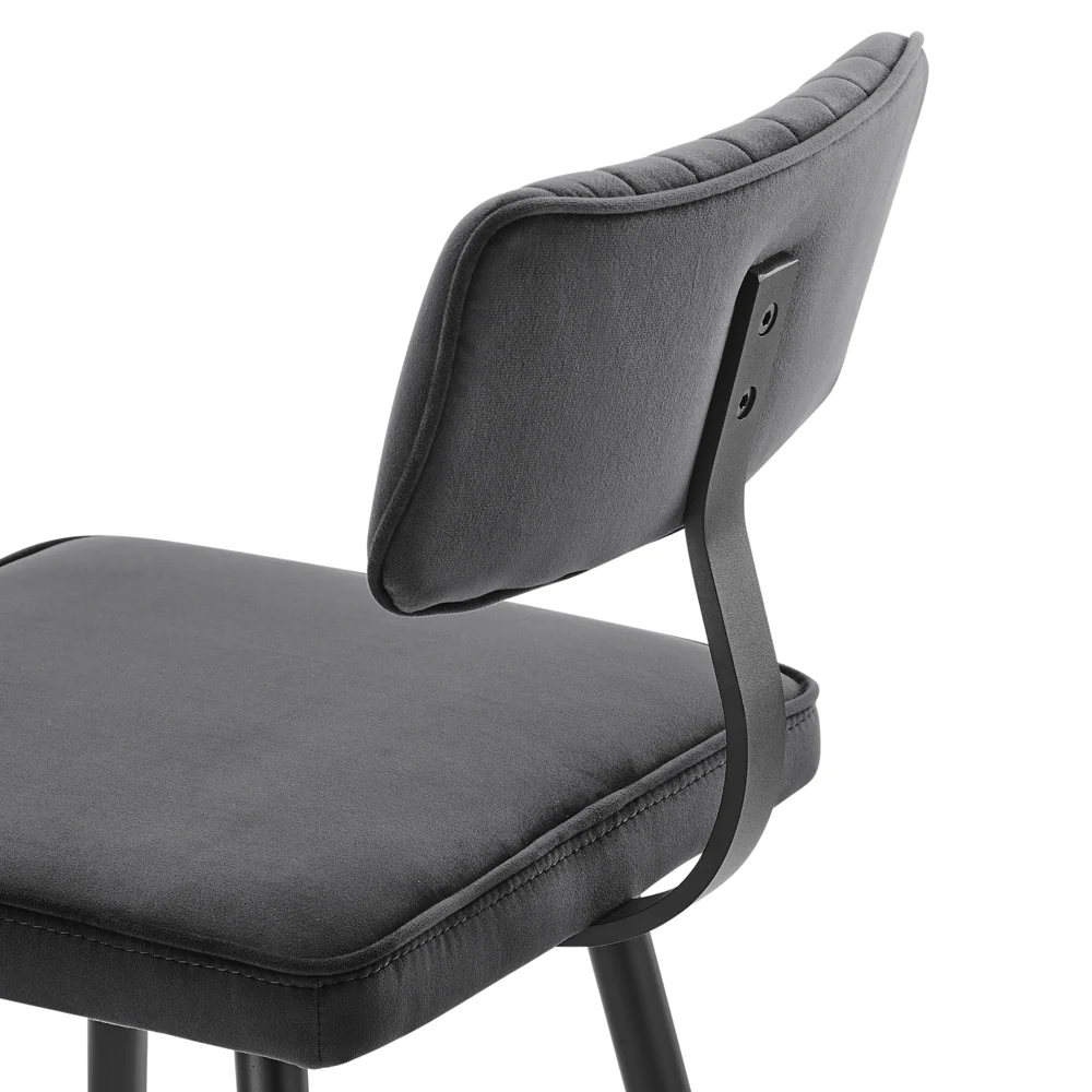 Charlecote Set of 2 Dark Grey Velvet Upholstered Bar Stools - Image 9