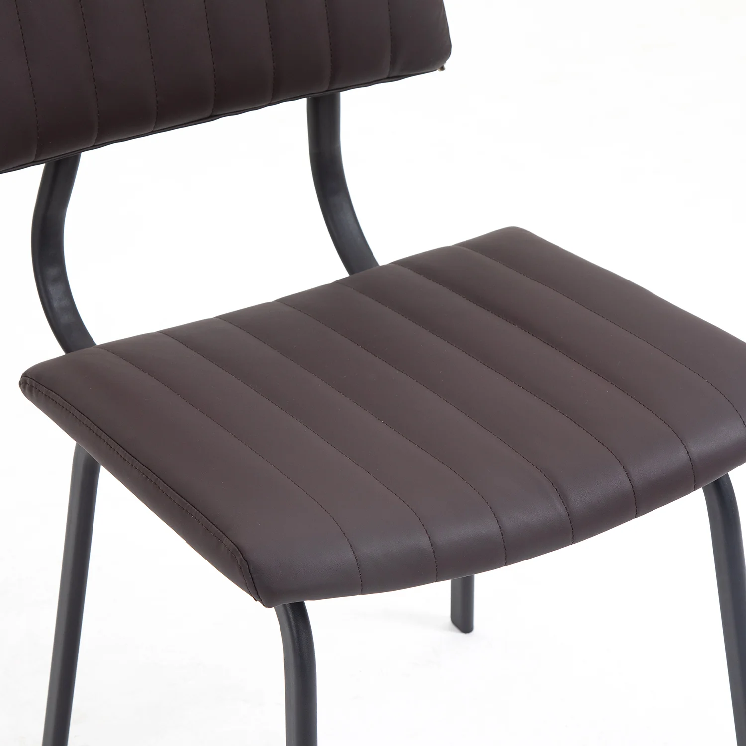 Charlecote Set of 2 Fluted Dining Chairs (Dark Brown PU) - Image 11