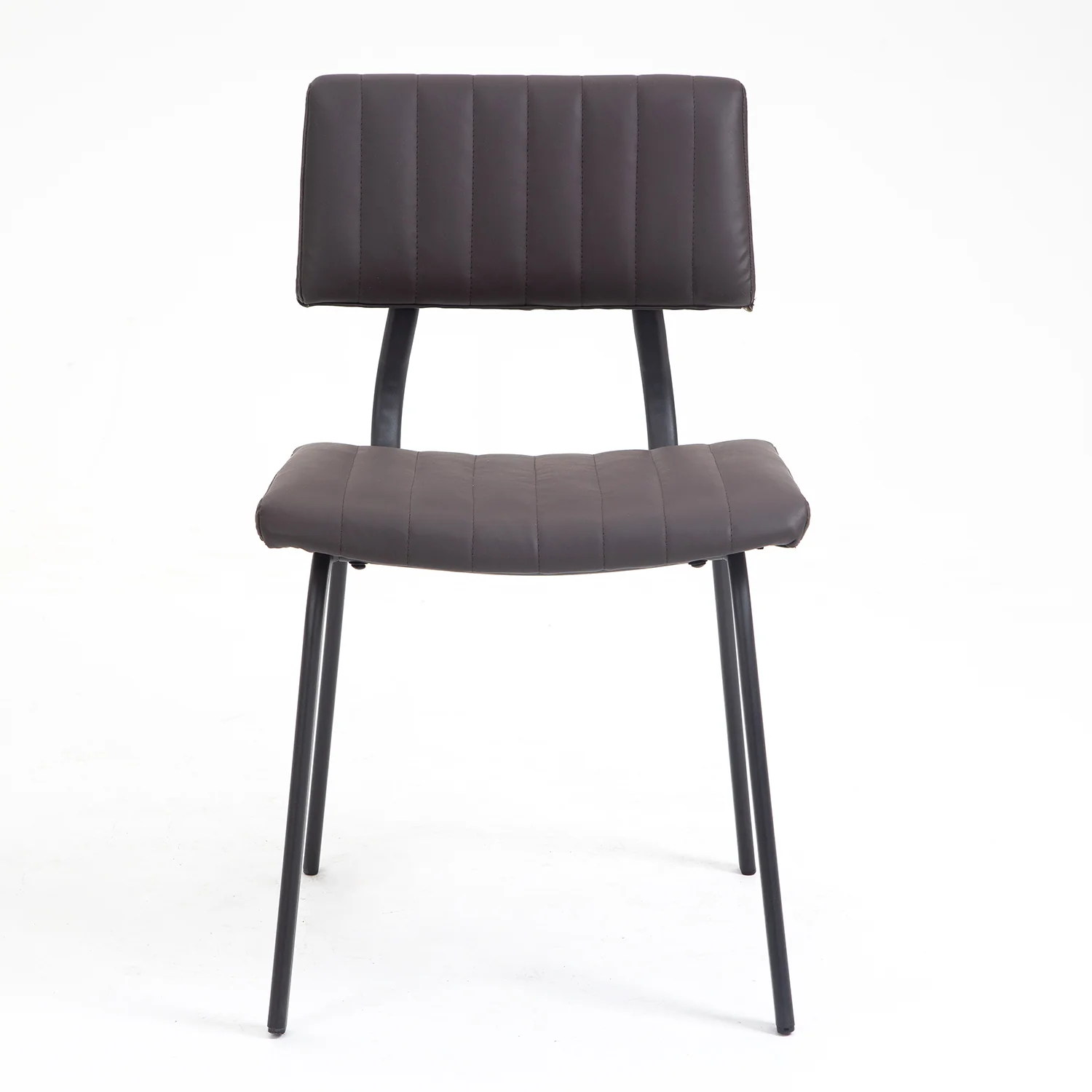 Charlecote Set of 2 Fluted Dining Chairs (Dark Brown PU) - Image 5