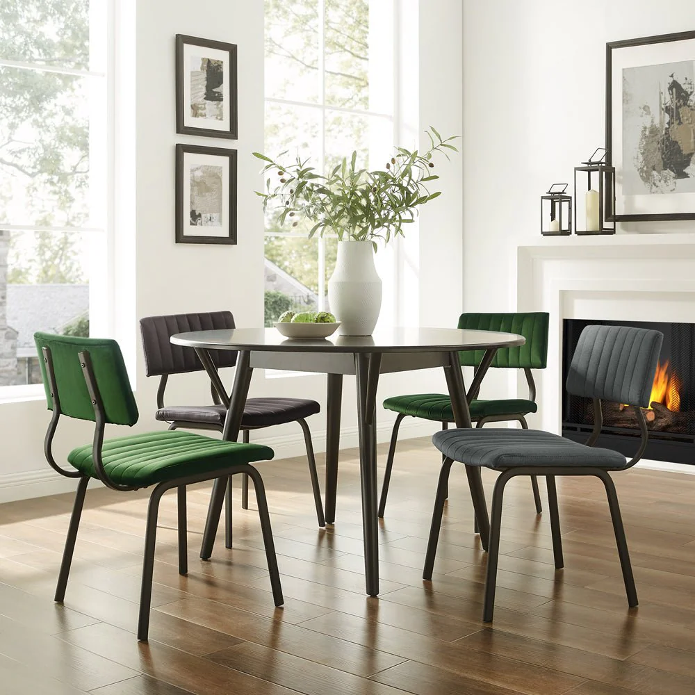 Charlecote Set of 2 Fluted Dining Chairs (Dark Green Velvet) - Image 3