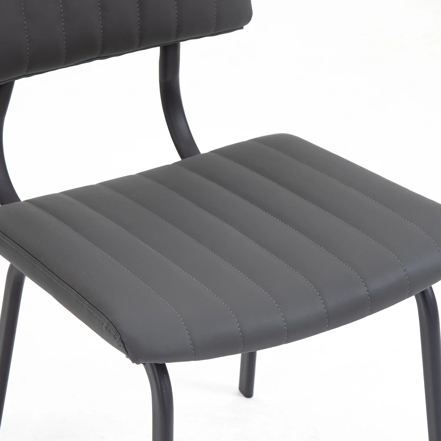 Charlecote Set of 2 Fluted Dining Chairs (Dark Grey PU) - Image 10