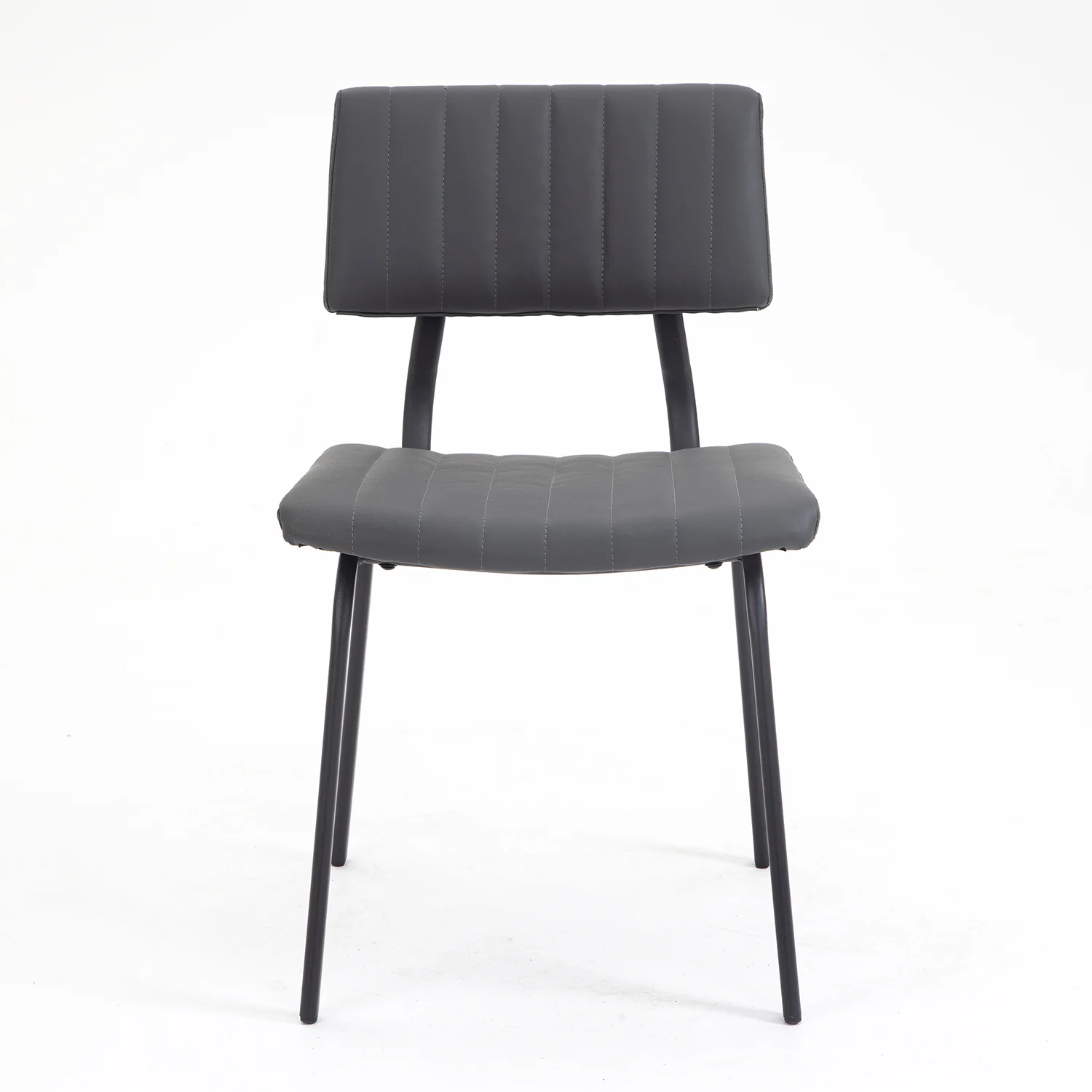 Charlecote Set of 2 Fluted Dining Chairs (Dark Grey PU) - Image 5