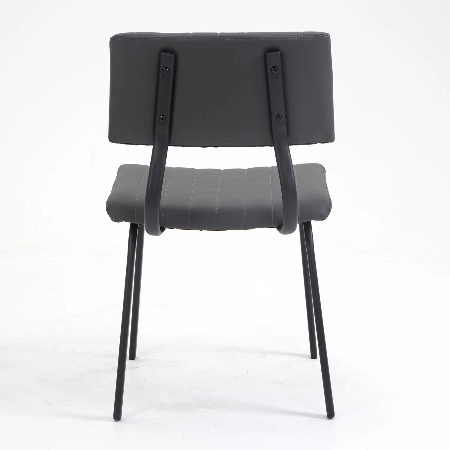 Charlecote Set of 2 Fluted Dining Chairs (Dark Grey PU) - Image 8
