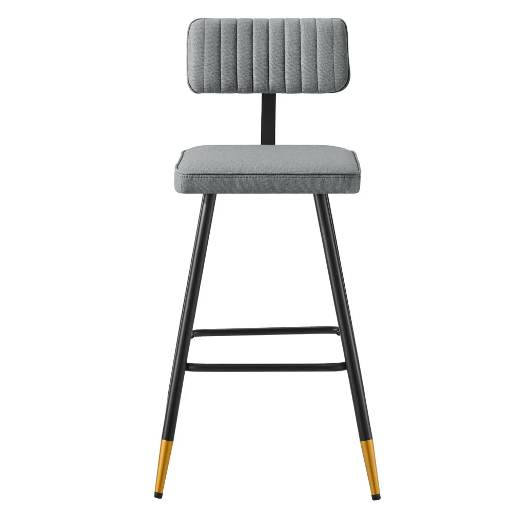 Charlecote Set of 2 Light Grey Fabric Upholstered Bar Stools - Image 5