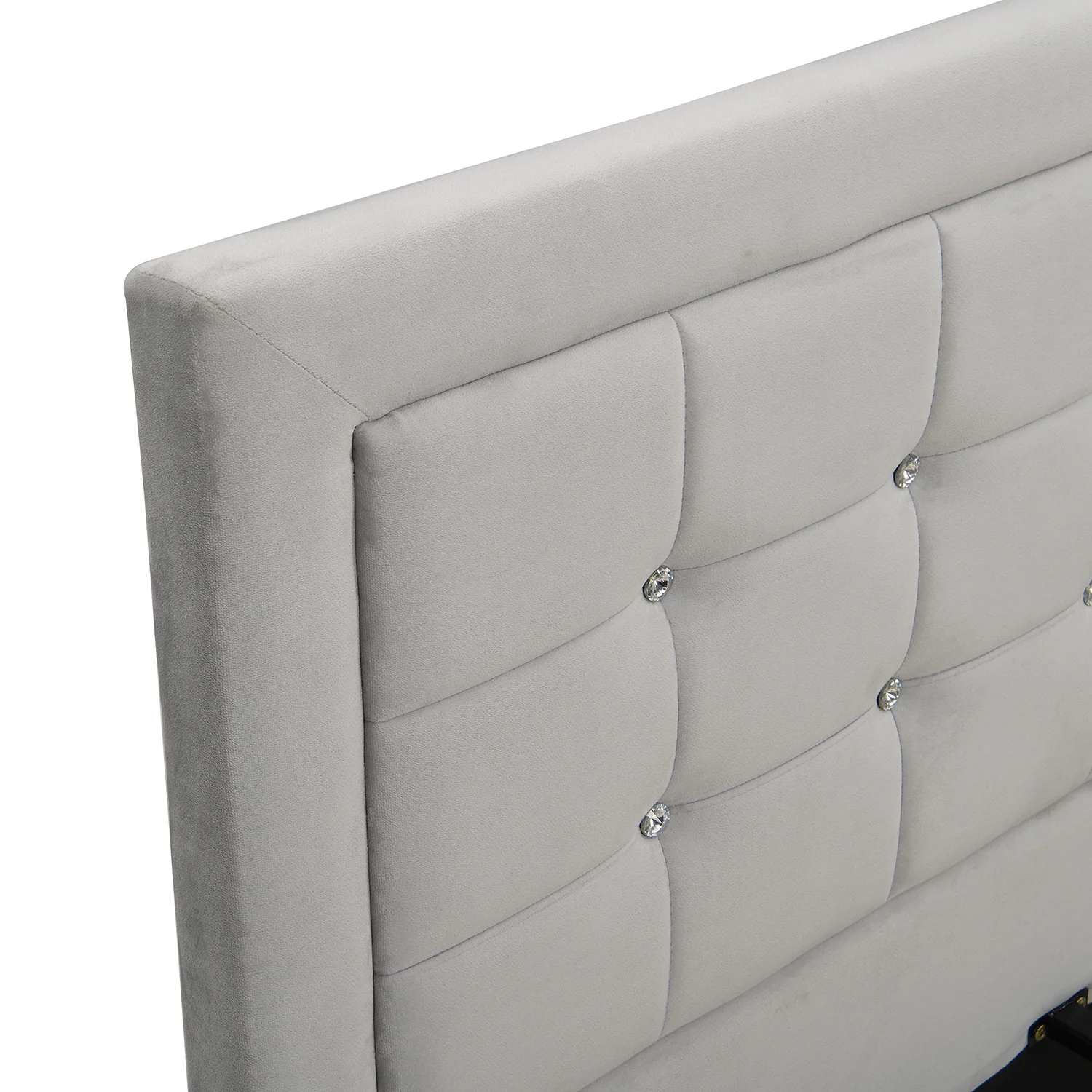 Chastleton Upholstered Bed with Diamante Headboard (Grey Velvet) - Image 8