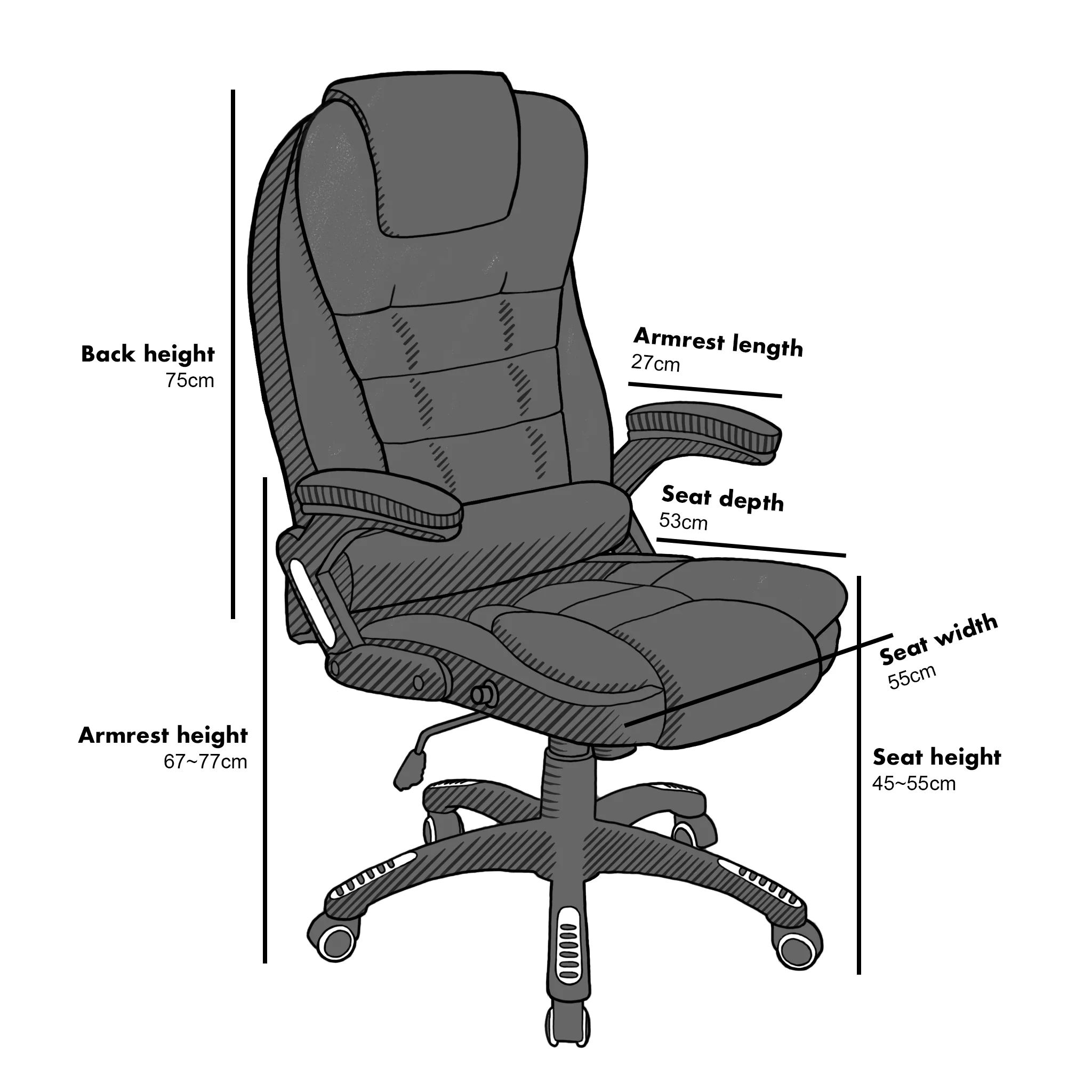 Executive Recline High Back Extra Padded Office Chair, MO17 Black - Image 3
