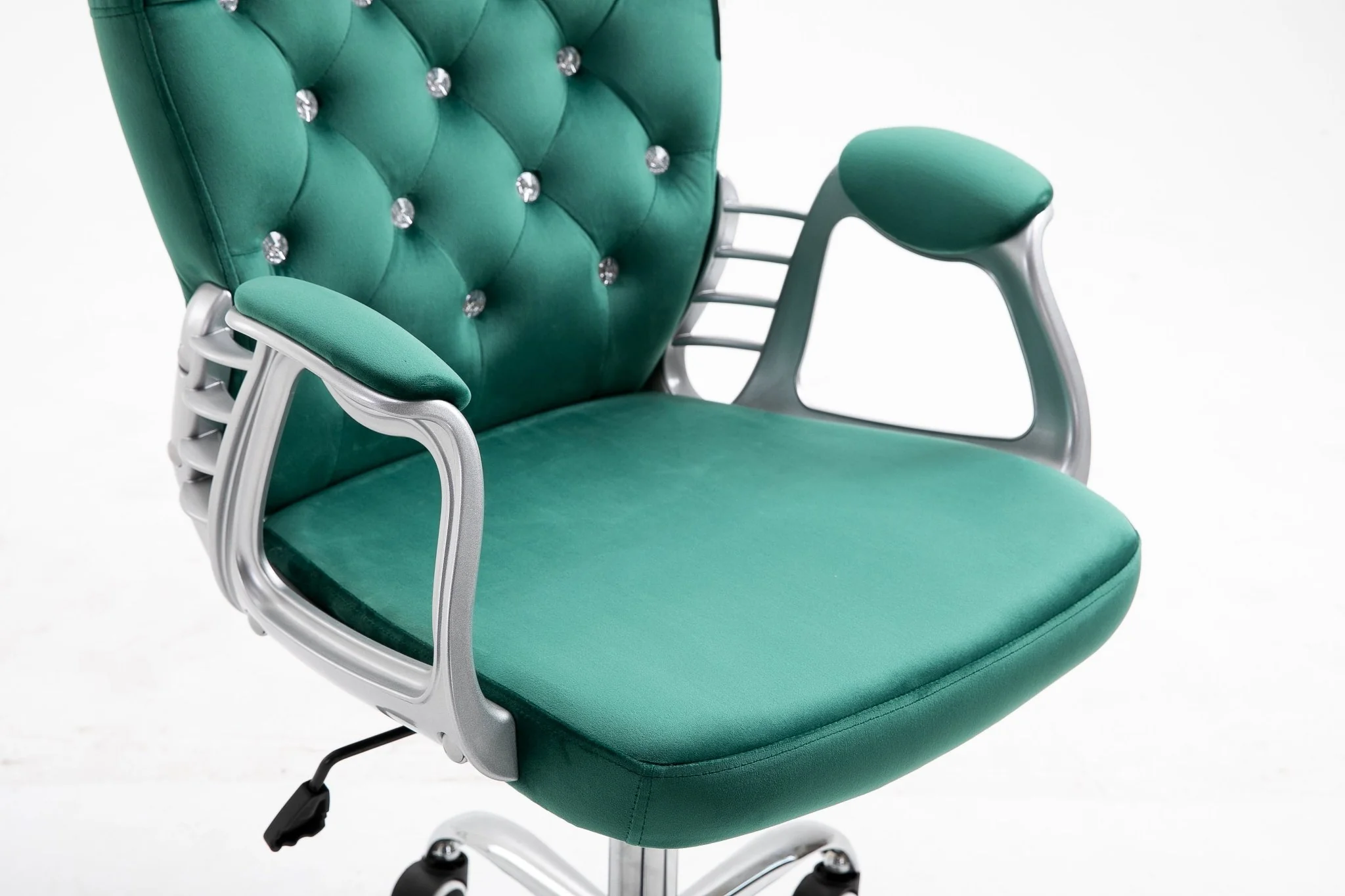 Green Velvet Chesterfield Swivel Chair - Image 8