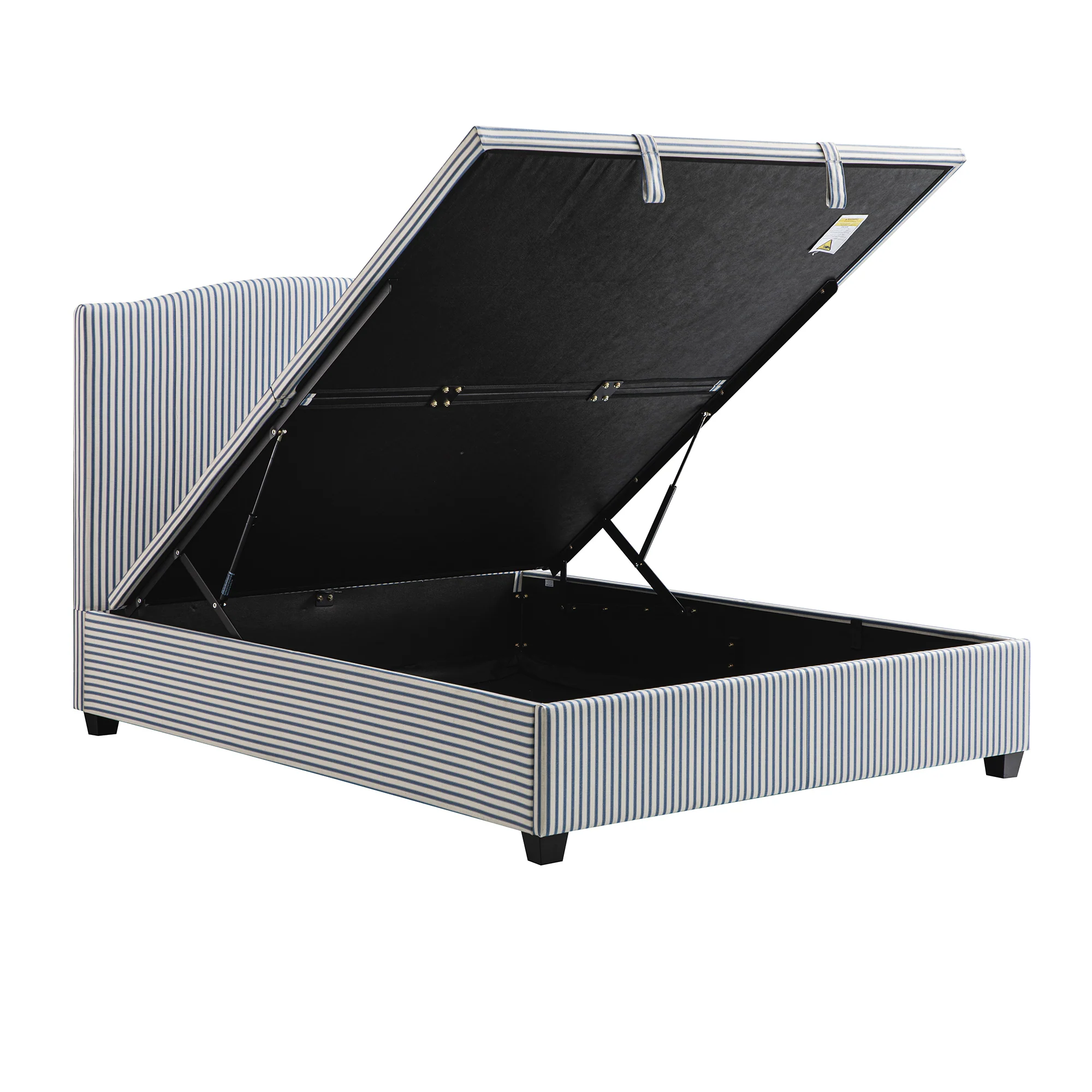 Chilworth Upholstered Ottoman Storage Bed, Blue Stripe Linen Blend - Image 15