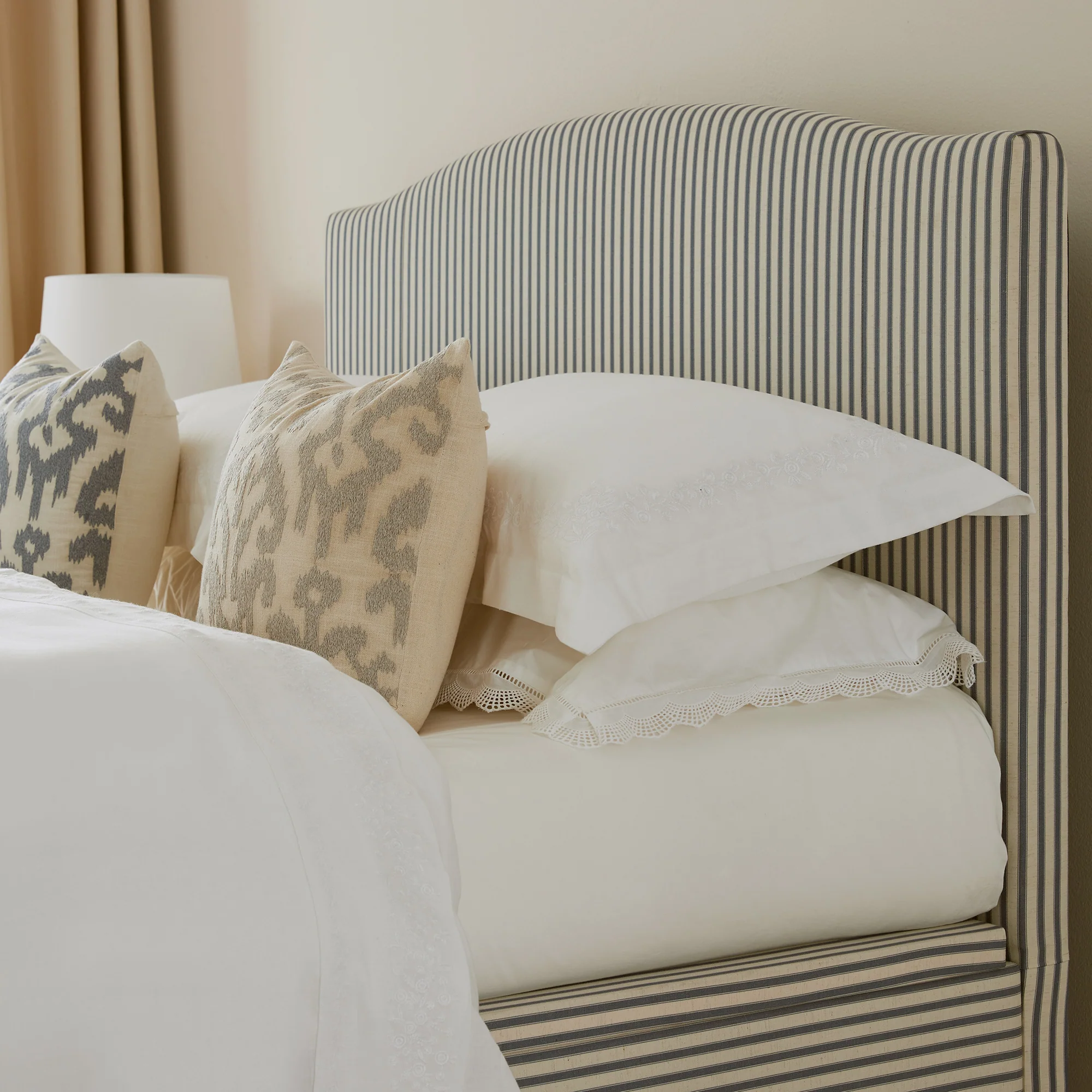 Chilworth Upholstered Ottoman Storage Bed, Blue Stripe Linen Blend - Image 6