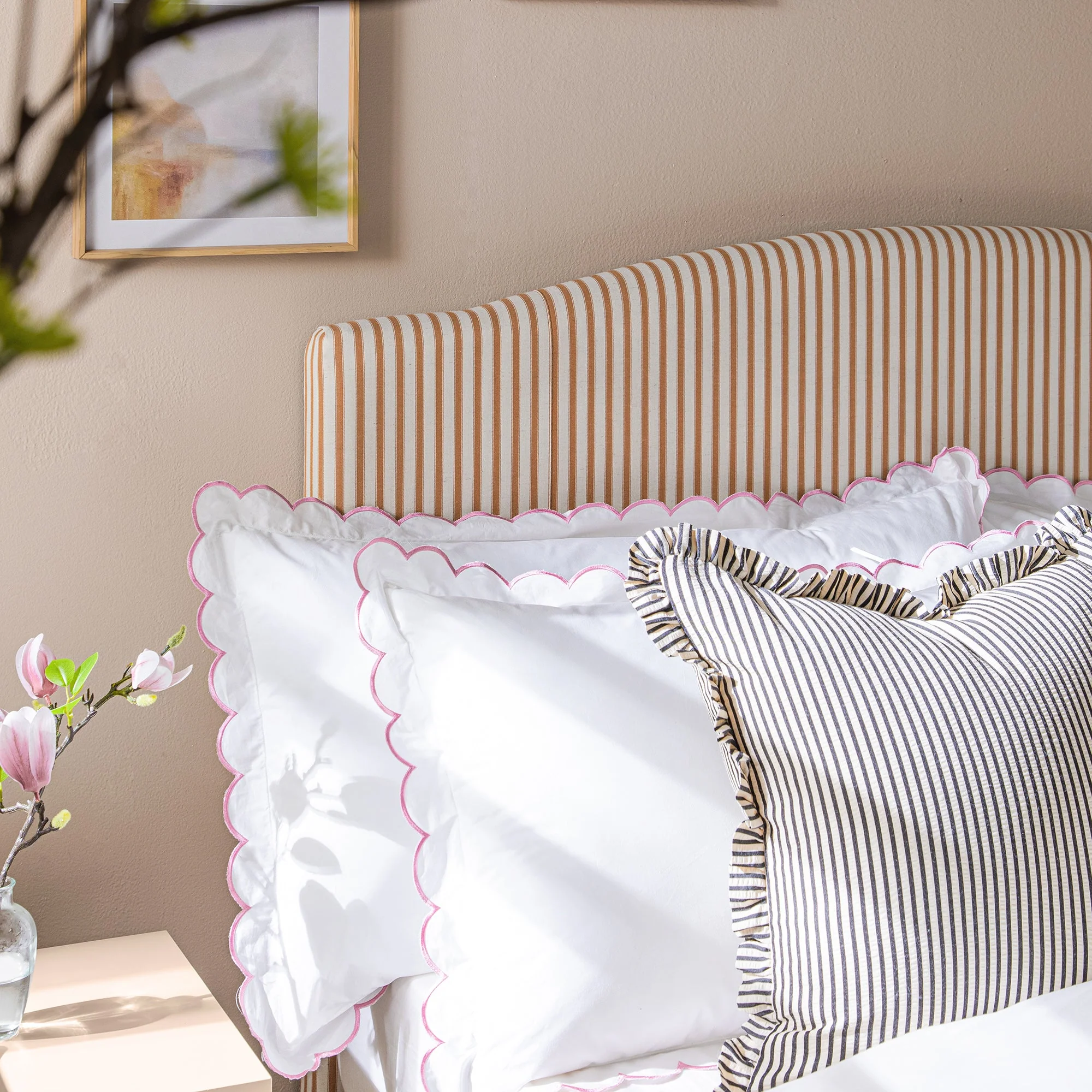 Chilworth Upholstered Ottoman Storage Bed, Ochre Stripe Linen Blend - Image 6