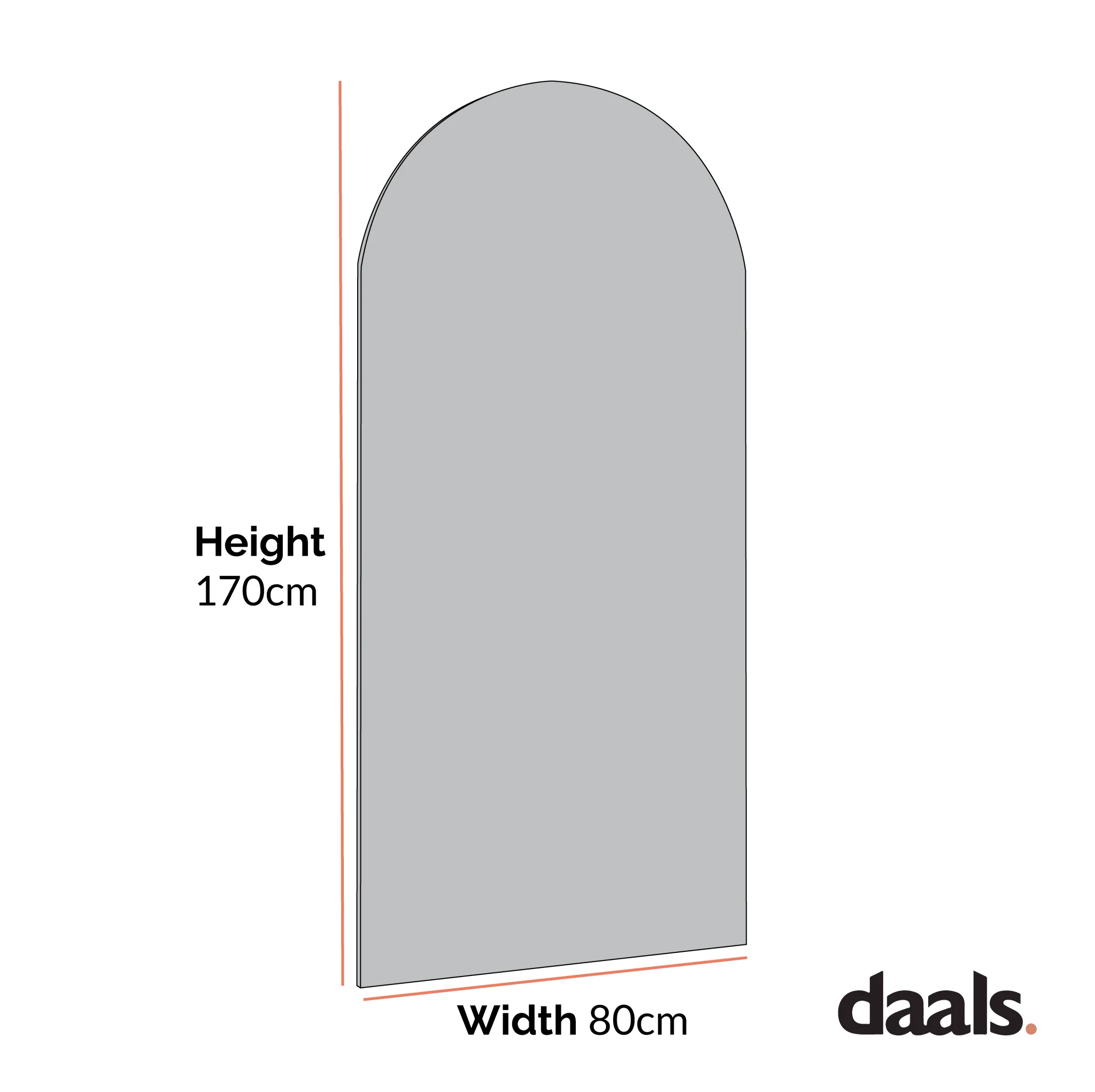 Concord Arched Frameless Full Length Mirror 170 x 80 cm - Image 5