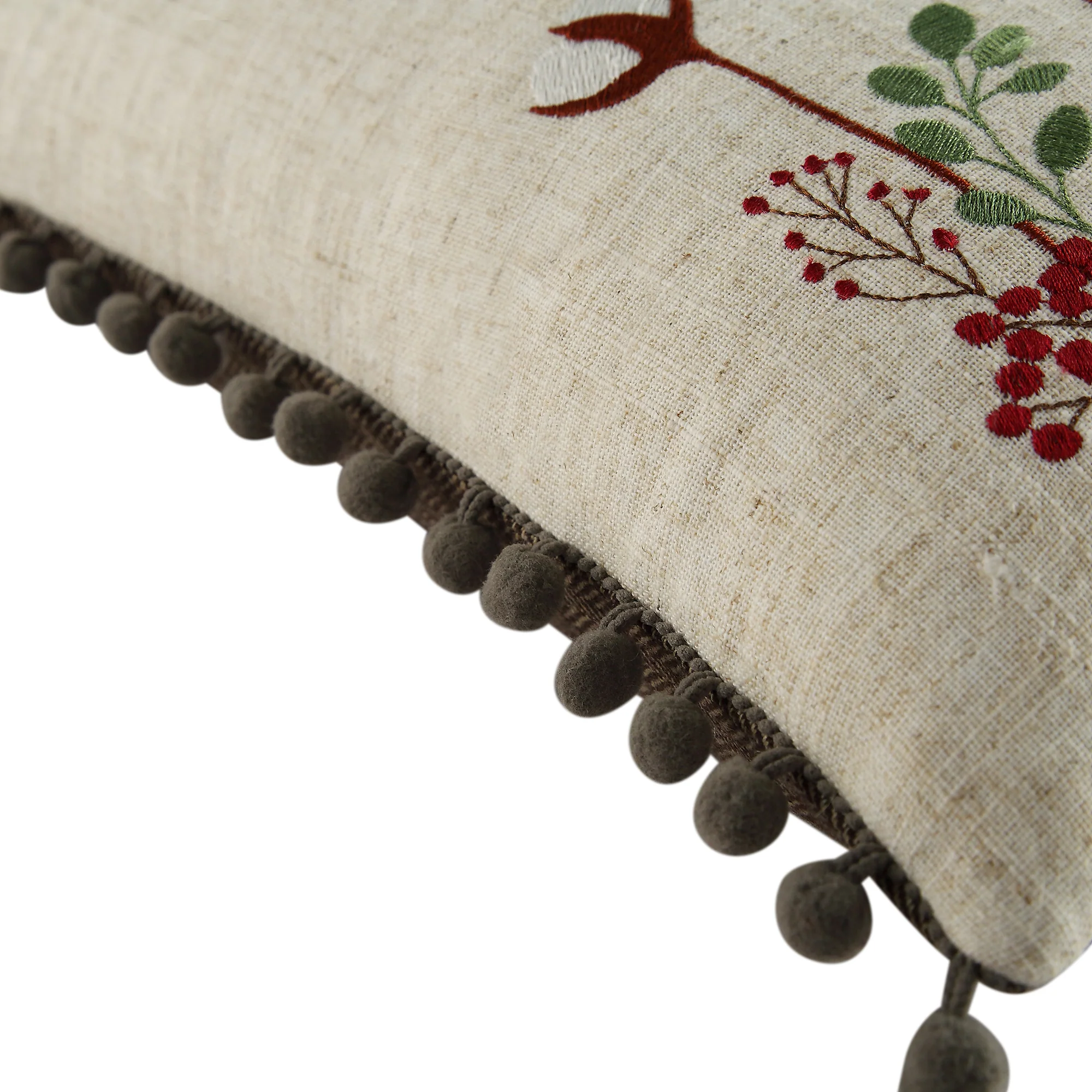 Country Collection Hare Embroidered Linen Blend Cushion - Image 5