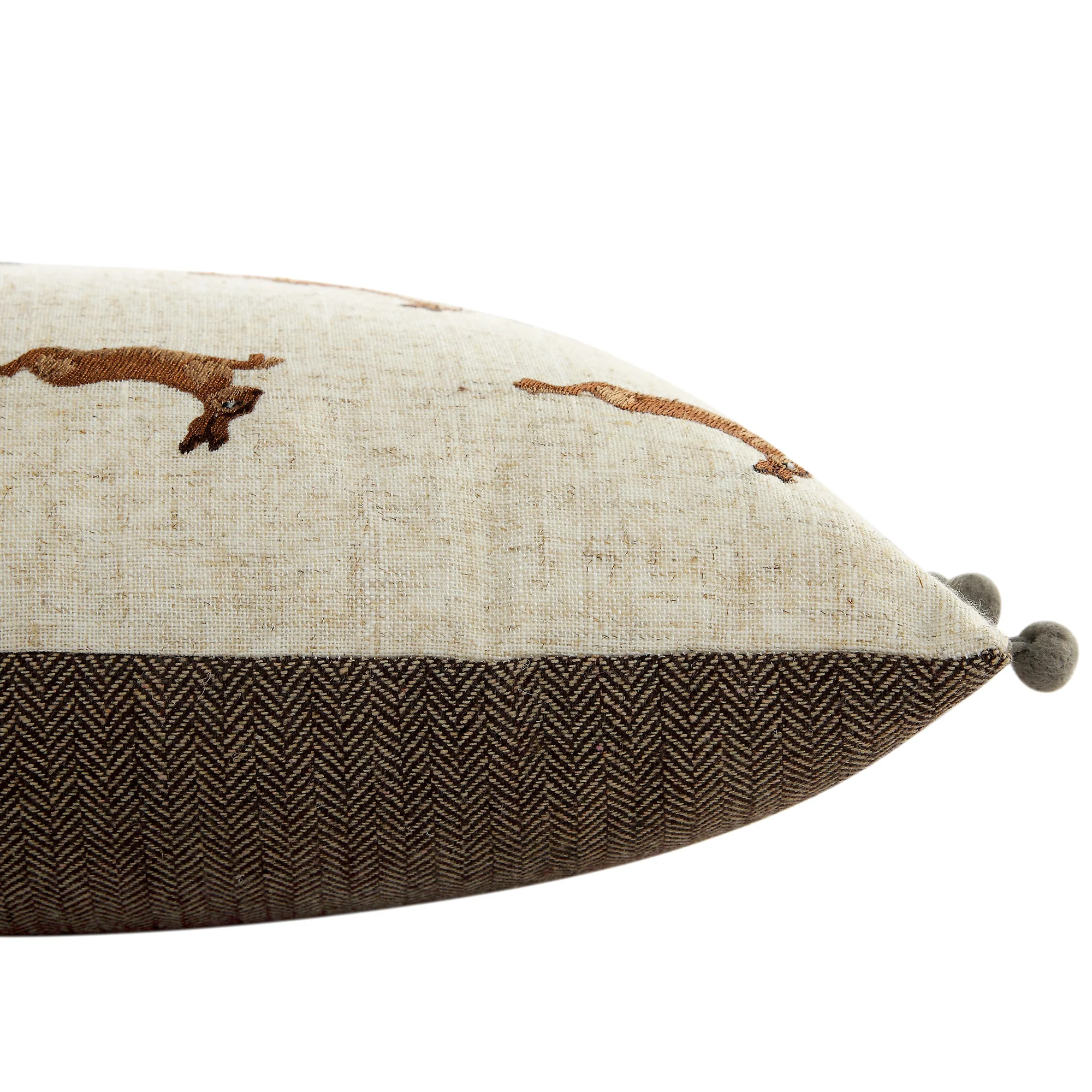 Country Collection Leaping Hare Repeat Embroidered Linen Blend Cushion - Image 6